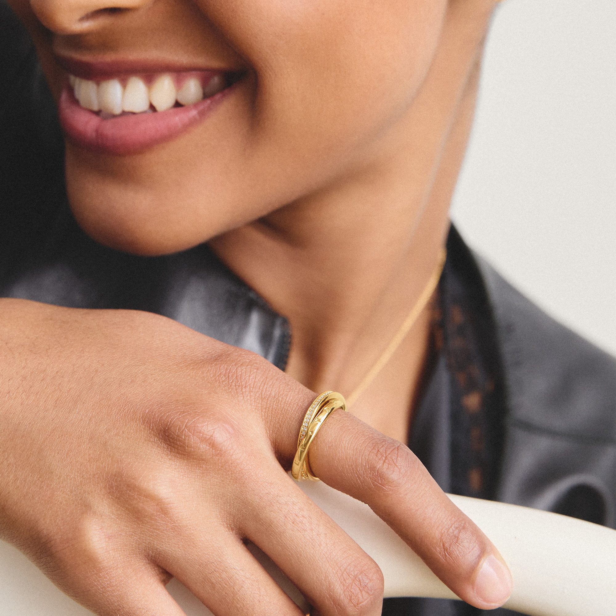 THOMAS SABO Fingerring Together Ring gelbgoldfarben, mit Zirkonia (synth)