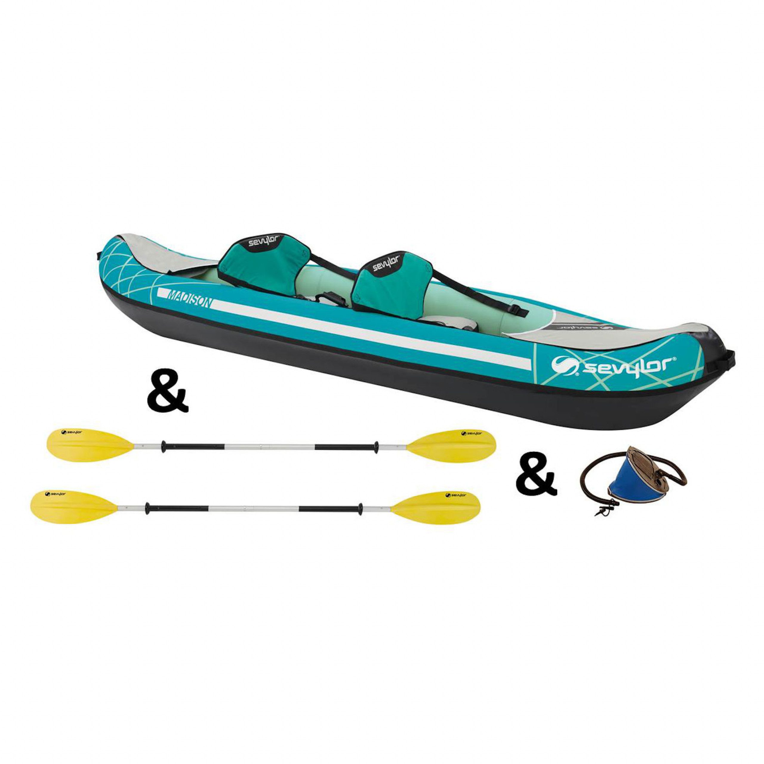 Schlauchboot Sevylor 2-Sitzer Kajak Madison™ Kit grün 327x93 cm aufblasbar mit