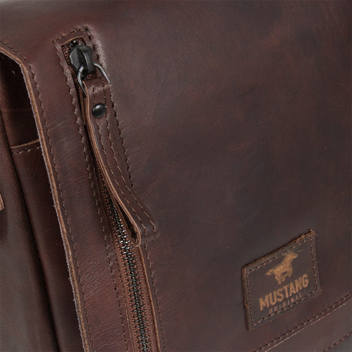 MUSTANG Schultertasche San Marino Umhängetasche Echtleder mit Überschlag und Reißverschluss – Bild 2 von 5