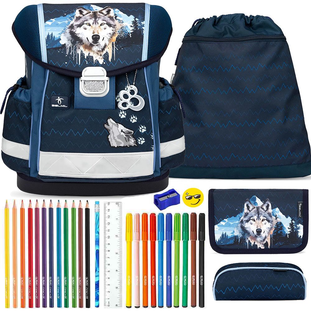 Belmil Schulranzen Set Classy 10-teilig 2026 Jungen Northern Alpa Wolf