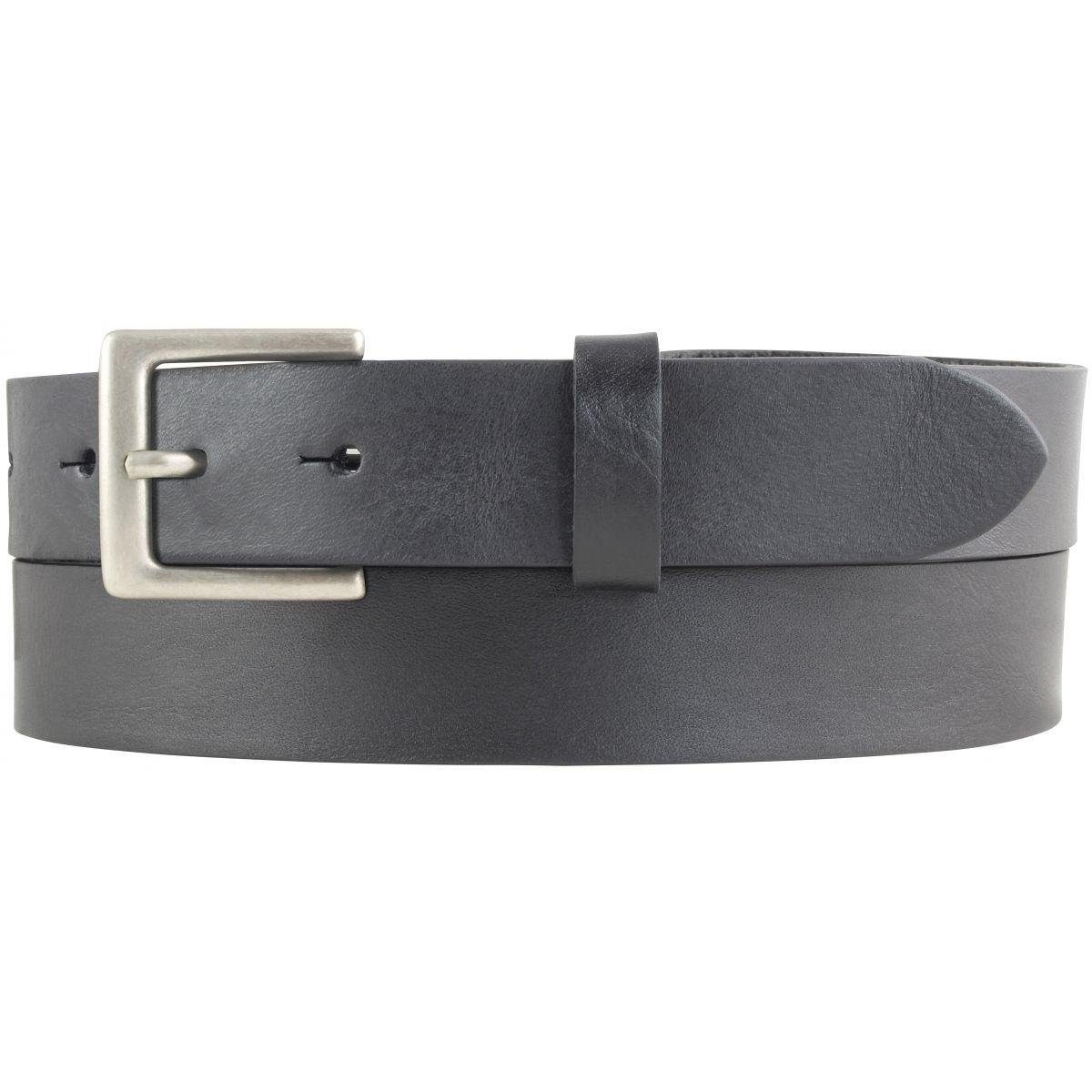 BELTINGER Ledergürtel Überlängen-Gürtel für Heren aus Vollrindleder 3 cm - Anzug-Gürtel mit Schwarz, Altsilber