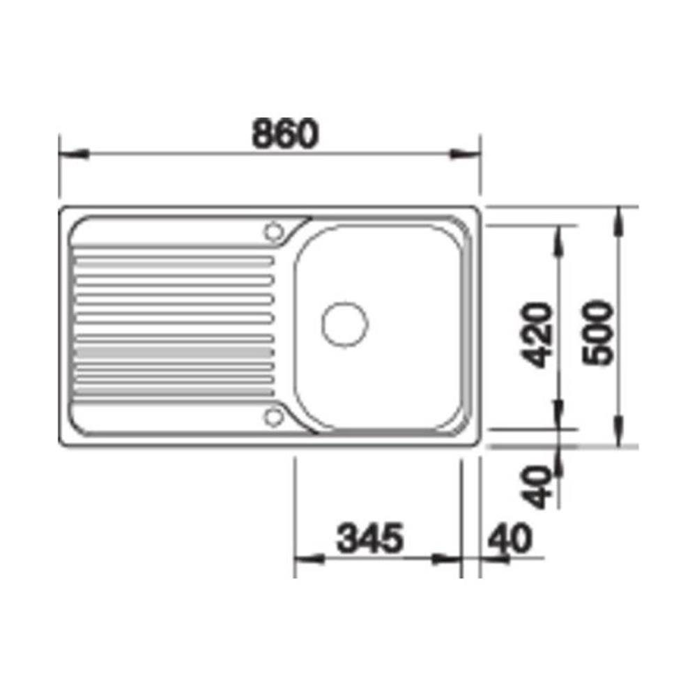 Blanco stainless steel sink TIPO 45 S, natural finish, with remote drain control, 86/50 cm