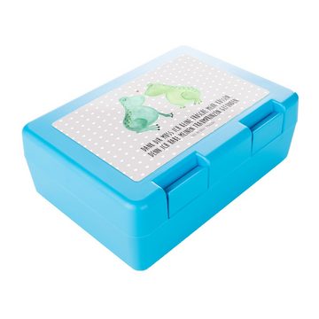 Mr. & Mrs. Panda Butterdose Frosch Liebe - Grau Pastell - Geschenk, Pärchen, Brotzeitbox, Butterb, Premium Kunststoff, (1-tlg), Sicherer Doppelverschluss