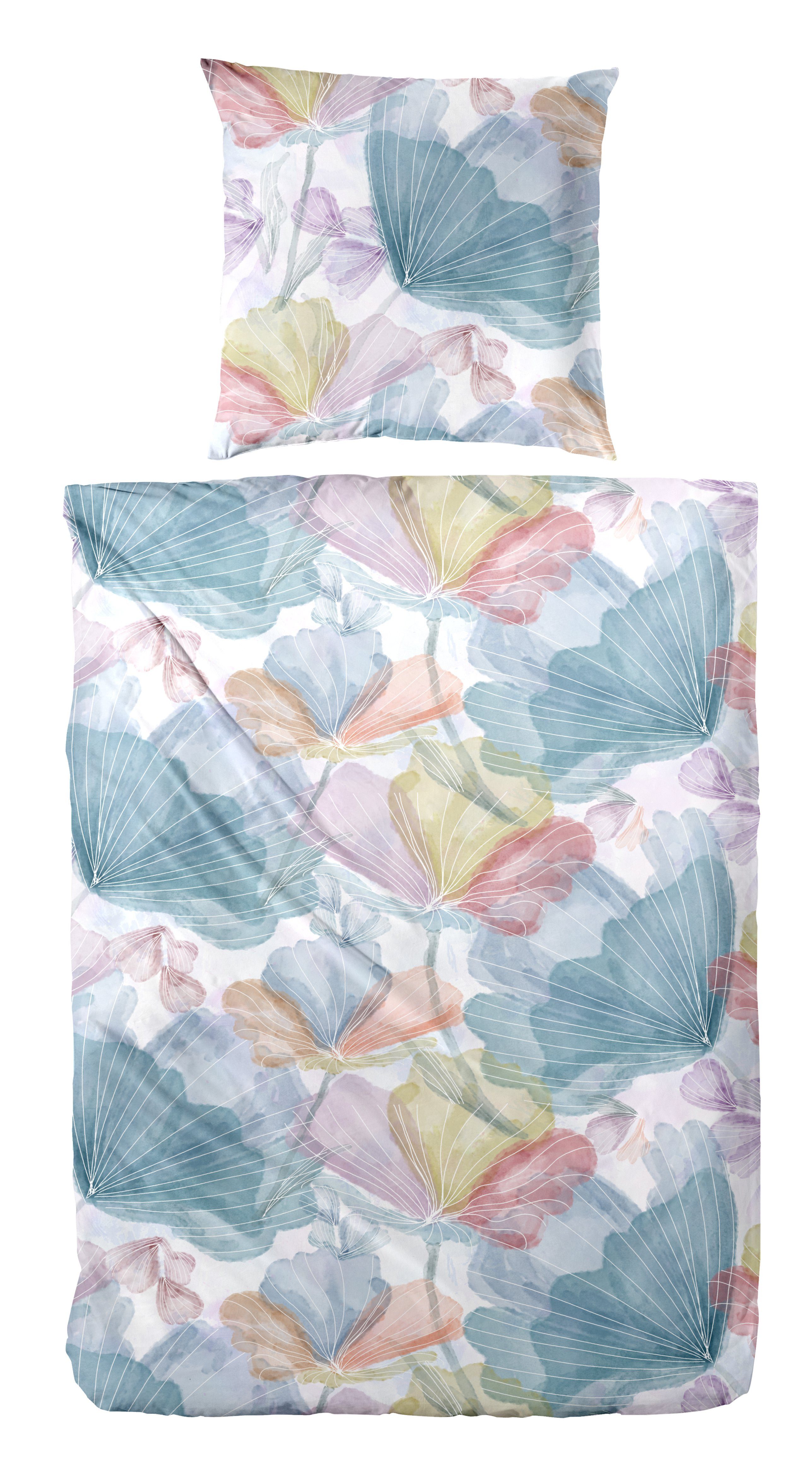 Primera Bettwäsche Mako-Satin -Bettwäsche Lucida, Mako-Satin, 2 teilig, mit frischem Blumendesign