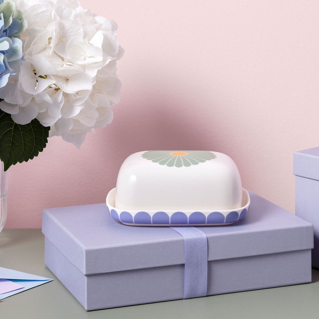 Villeroy & Boch Butterdose Fleur couleur Butterdose 15x12,5x6,5cm, Porzellan, (1-tlg), Premium Porcelain, mikrow.- & spülm.sicher, Made in Germany