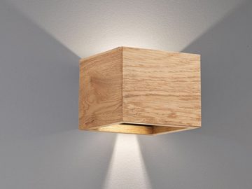 meineWunschleuchte LED Wandleuchte, LED fest integriert, Warmweiß, 2er SET exklusive Holz-Lampen 12,5cm, indirekte Wand-Beleuchtung innen