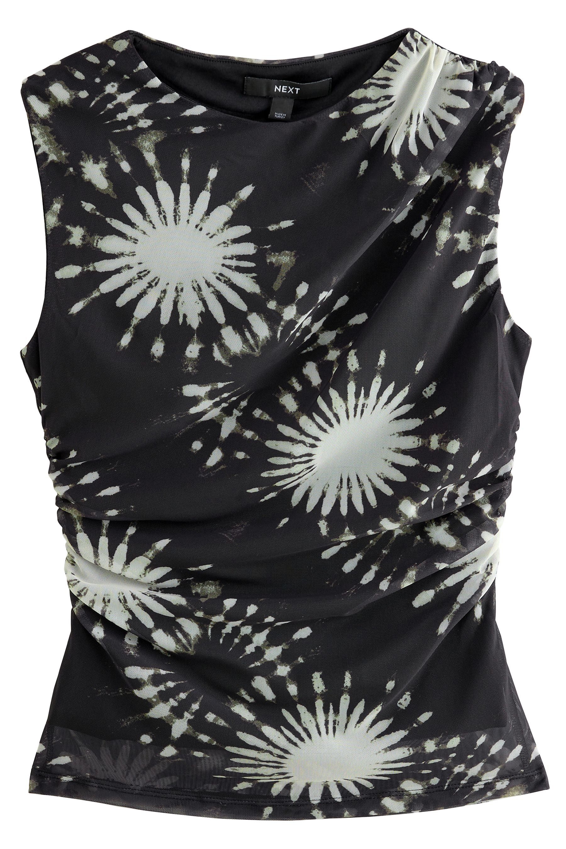 Next Blusentop Ärmelloses, gerafftes Mesh-Oberteil (1-tlg) günstig online kaufen