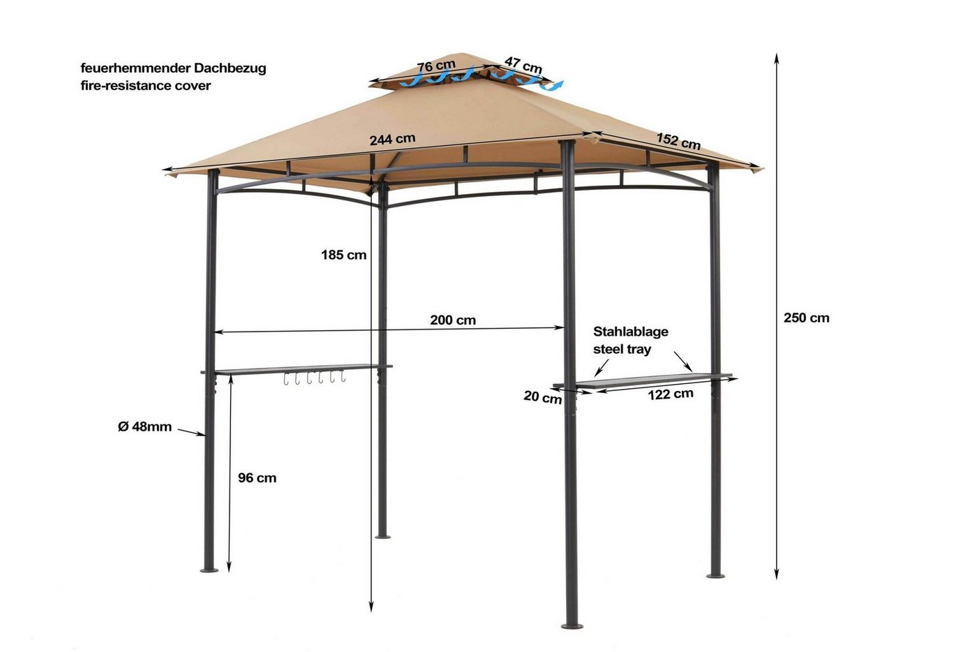 Thumbnail - Grasekamp Pavillon Grillpavillon BBQ 1,52x2,44m