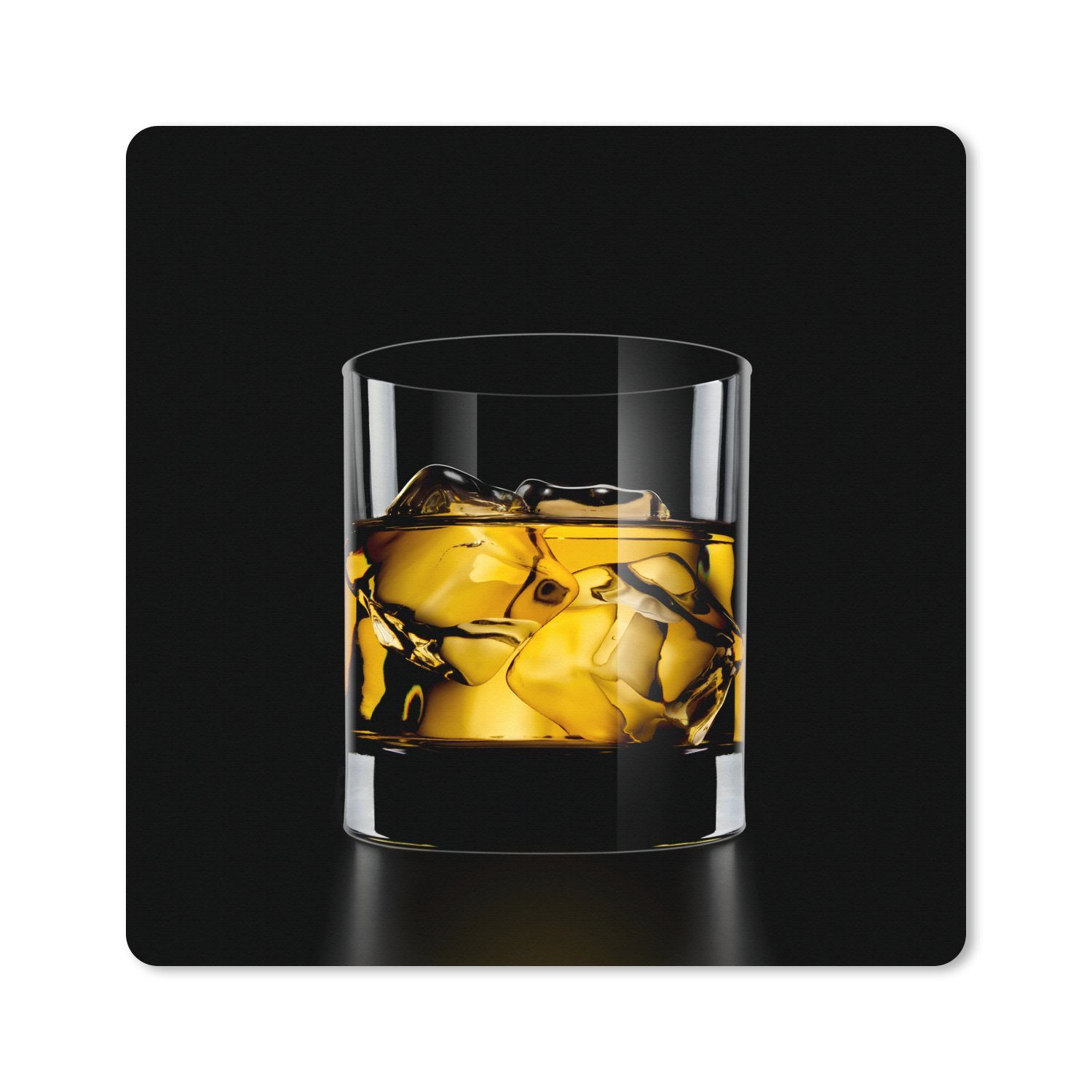 MuchoWow Gaming Mauspad Glas mit Whisky (1-St), Gaming, Rutschfester Unterseite, Mausunterlage, 80x80 cm, XXL, Großes