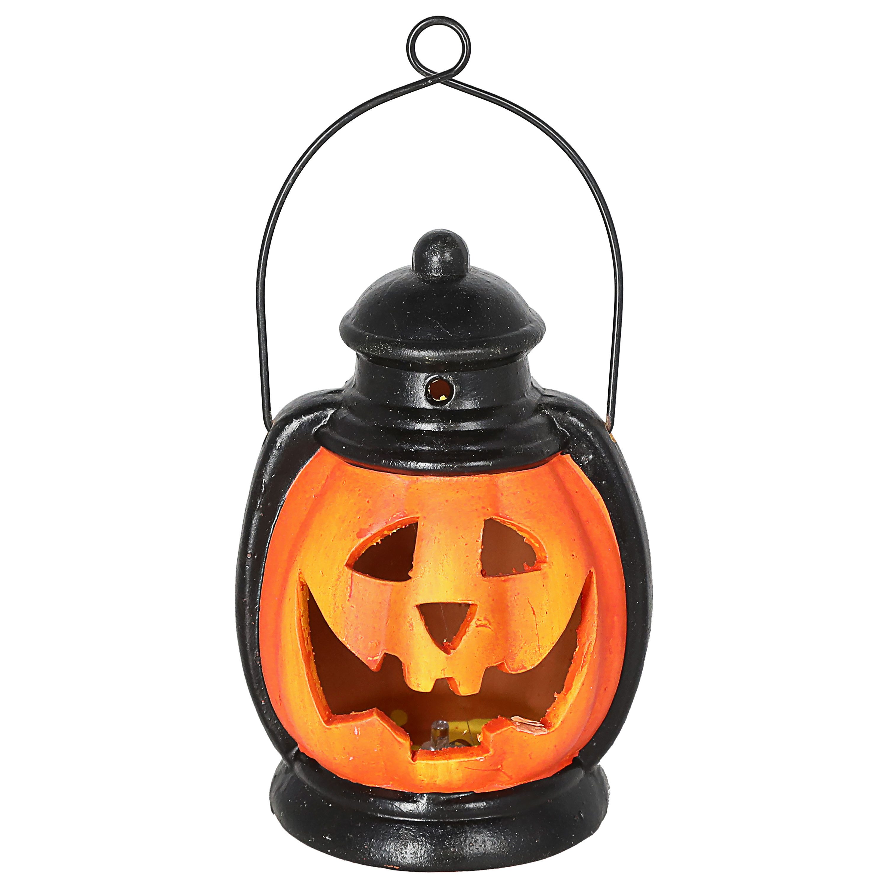 CEPEWA Laterne 3er Set LED Halloween Laterne schwarz orange 10x14cm warmweiß Henkel