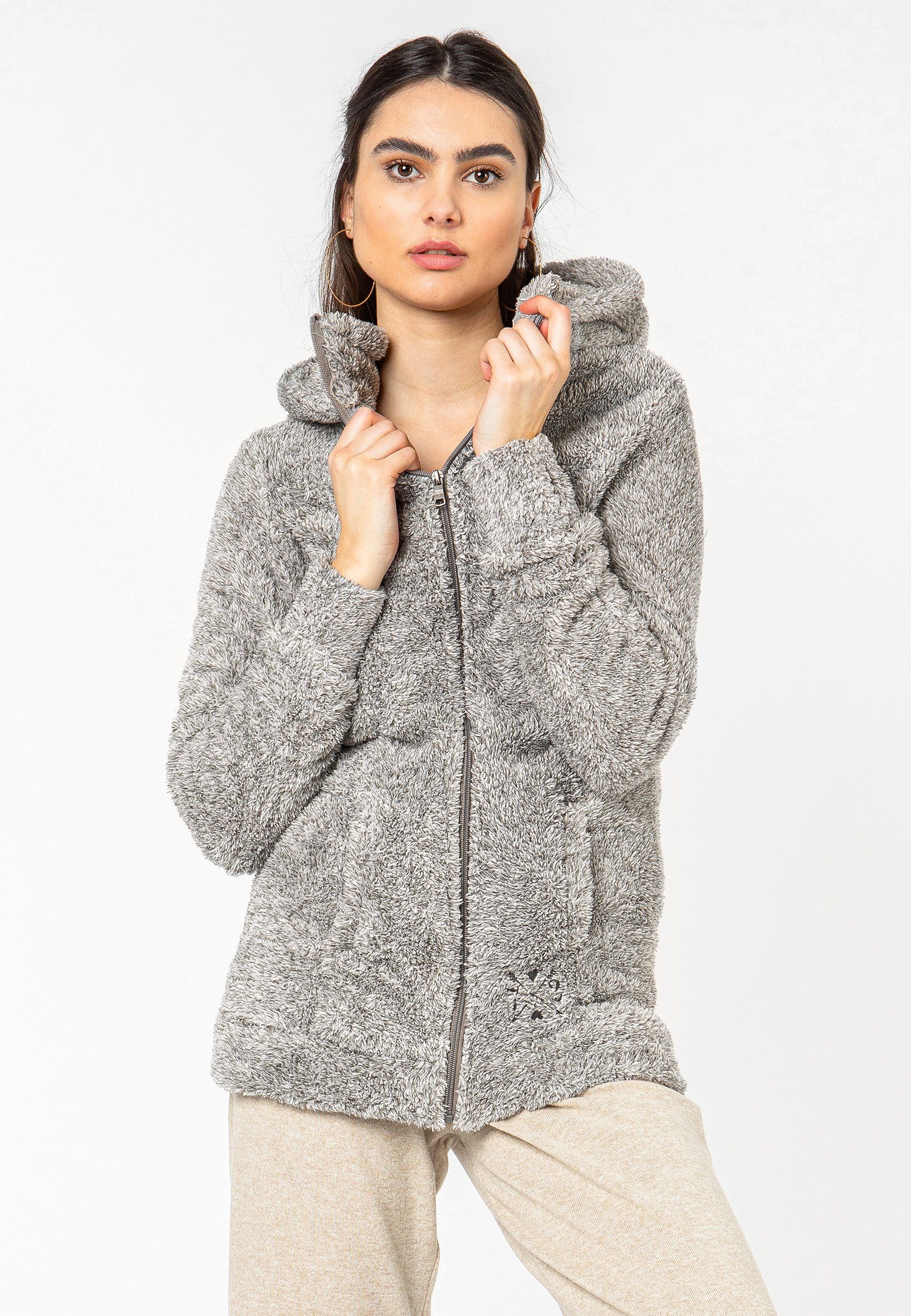 SUBLEVEL Fleecejacke Flauschiger Fleecemantel mit Kapuze günstig online kaufen