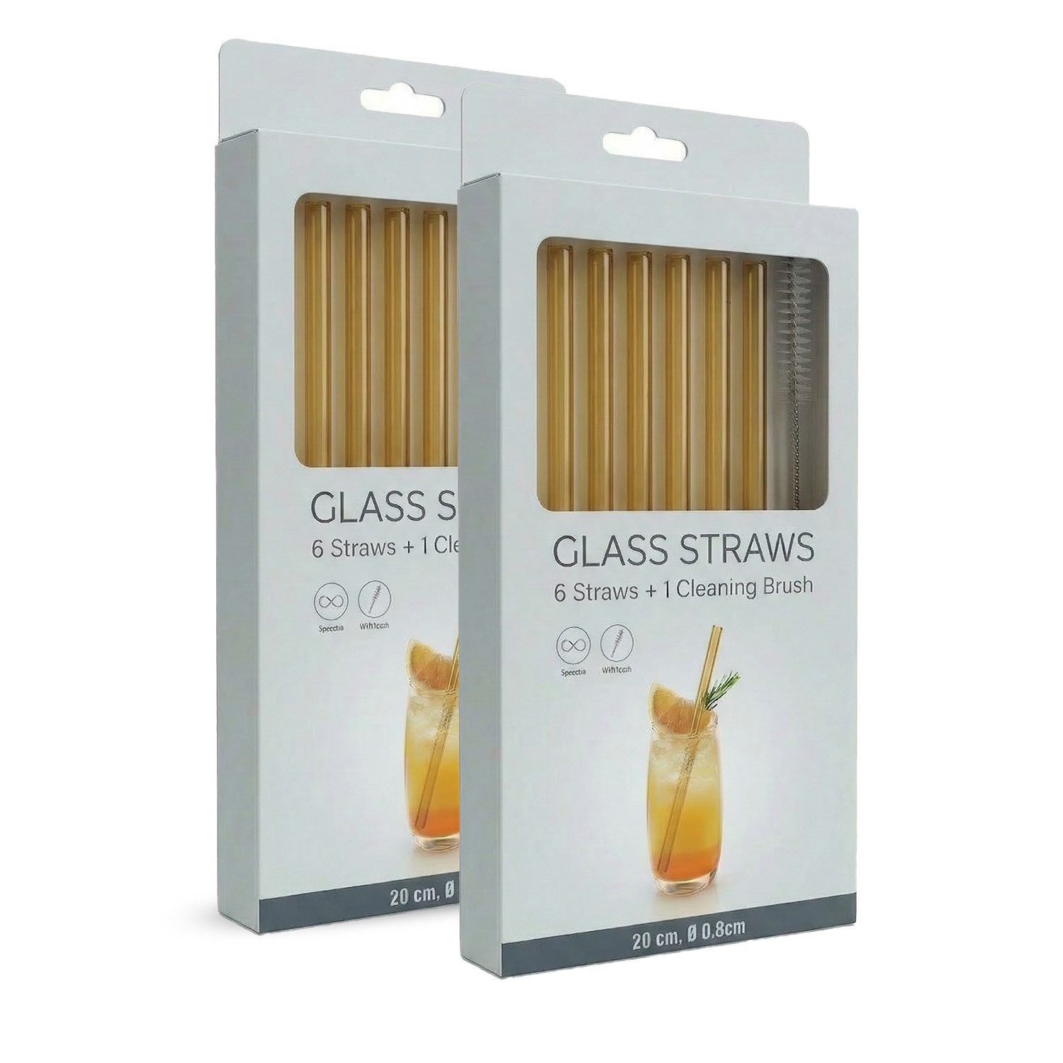 PerloPur Trinkhalme 12 Glasstrohhalme gold Strohhalm aus Glas 2 Reinigungsbürsten (gerade), (12 Strohhalme aus Glas in schwarz + 2 Reinigungsbürsten), 12 Strohhalme aus Glas