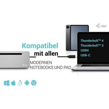 I-TEC Laptop-Dockingstation USB-C Metal Ergonomic 3x 4K Display Docking Station, mit Power Delivery 100 W