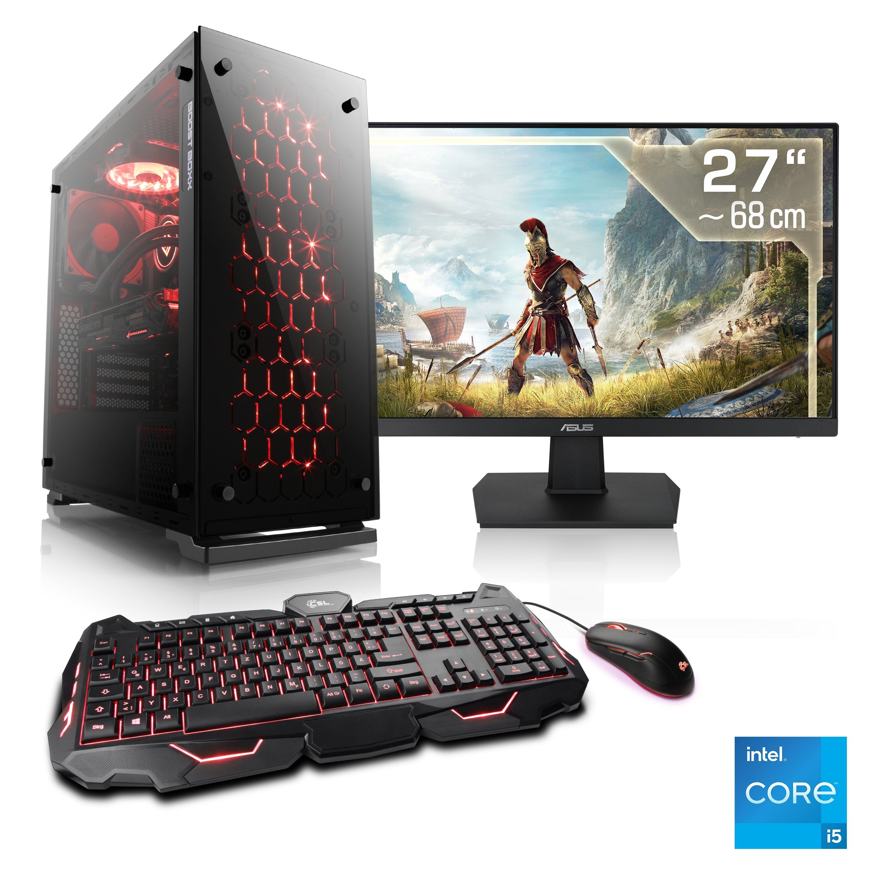 CSL HydroX V25125 Gaming-PC-Komplettsystem (27", Intel® Core i5 12400F, GeForce RTX 3050, 16 GB RAM, 1000 GB SSD)