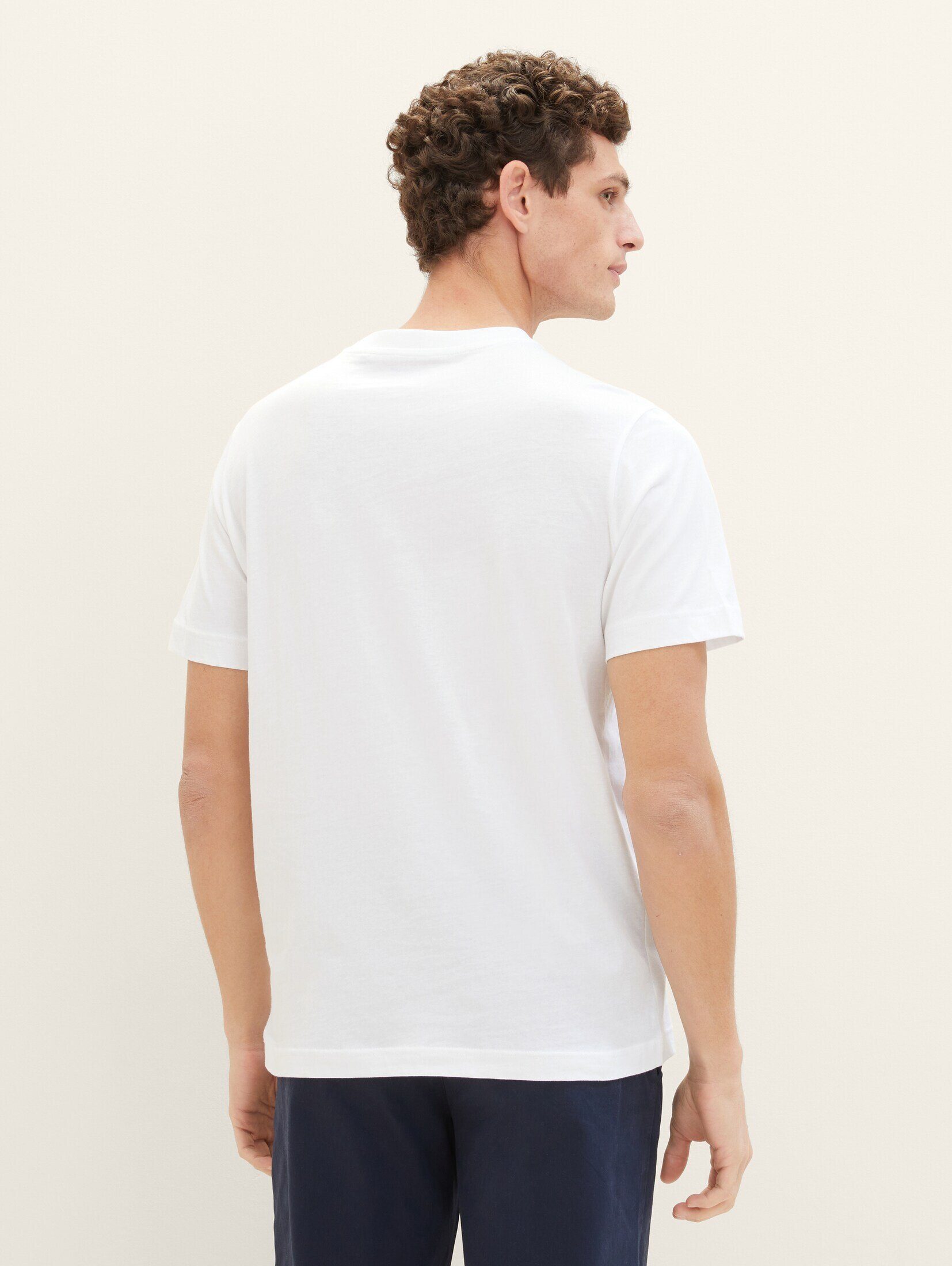 White Print T-Shirt T-Shirt TAILOR TOM Logo mit