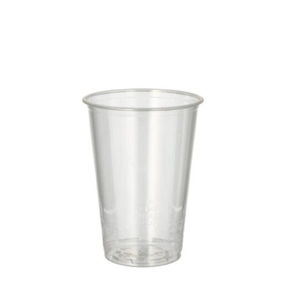 PAPSTAR Einwegbecher 100 Trinkbecher "pure" PLA 0,2l mit Füllstrich glasklar, Polylactid (PLA)