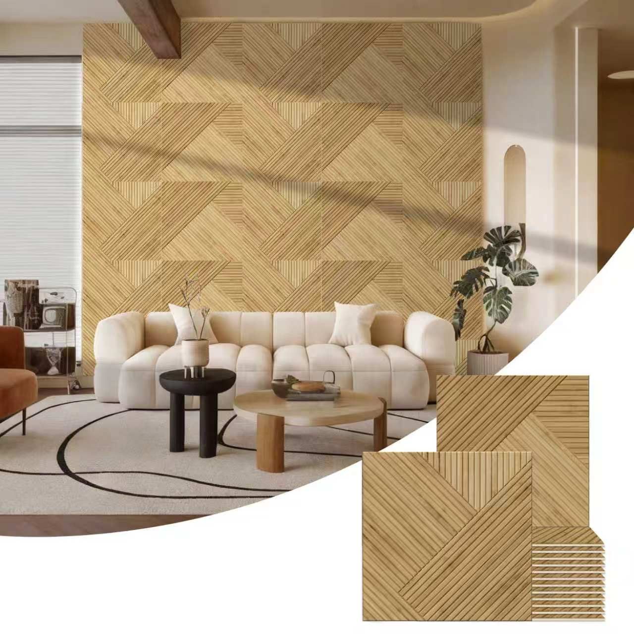 BUBOS Wandpaneel 4 Akustikpaneele selbstklebend für Wand und Decke, BxL: 60x60 cm, 0,36 qm, (4-tlg) Schallschutzpaneele, Wanddekoobjekt, 3D Wandverkleidung