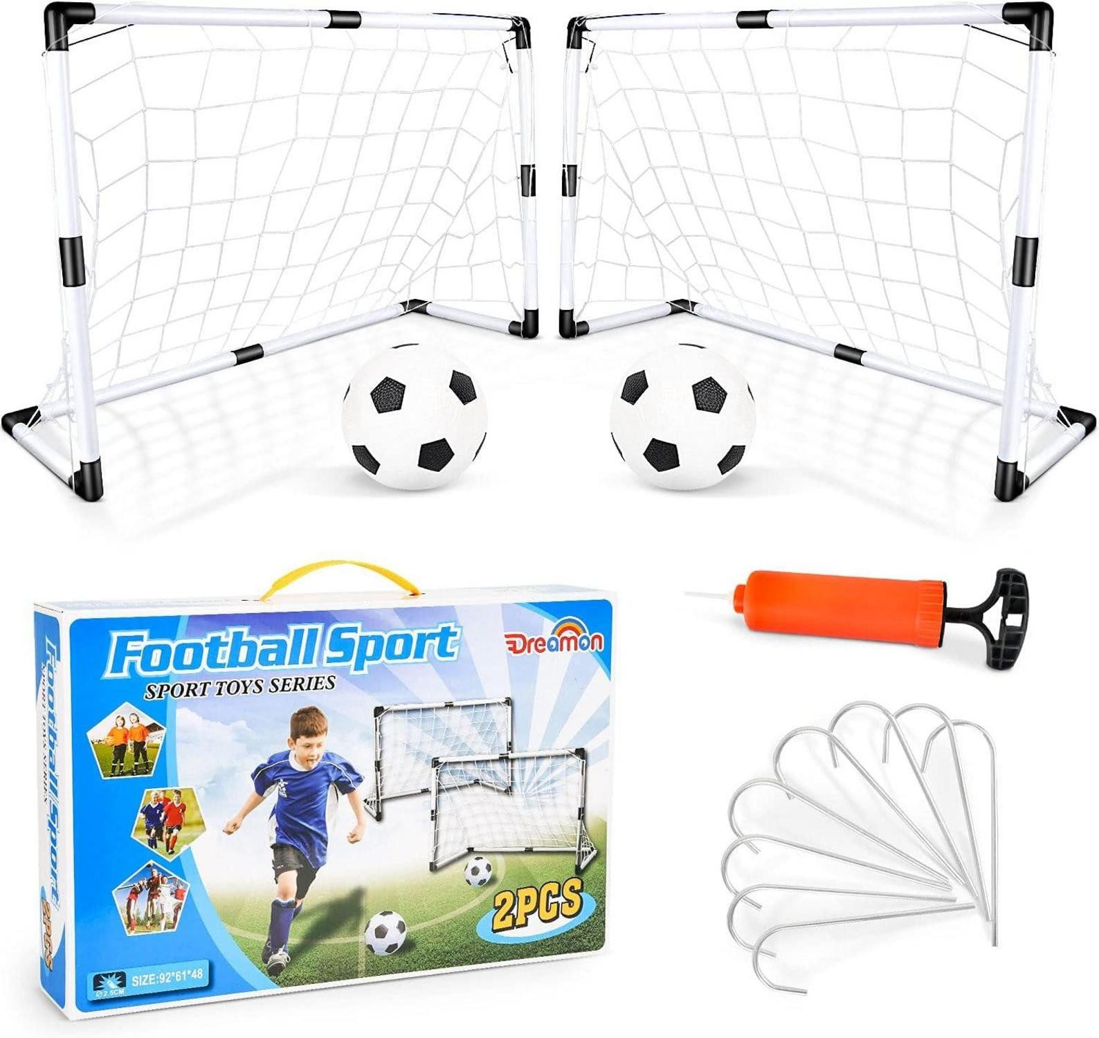 Fußballtor 2er Set Kinder Fußballtore mit Fußbällen und Luftpumpe
