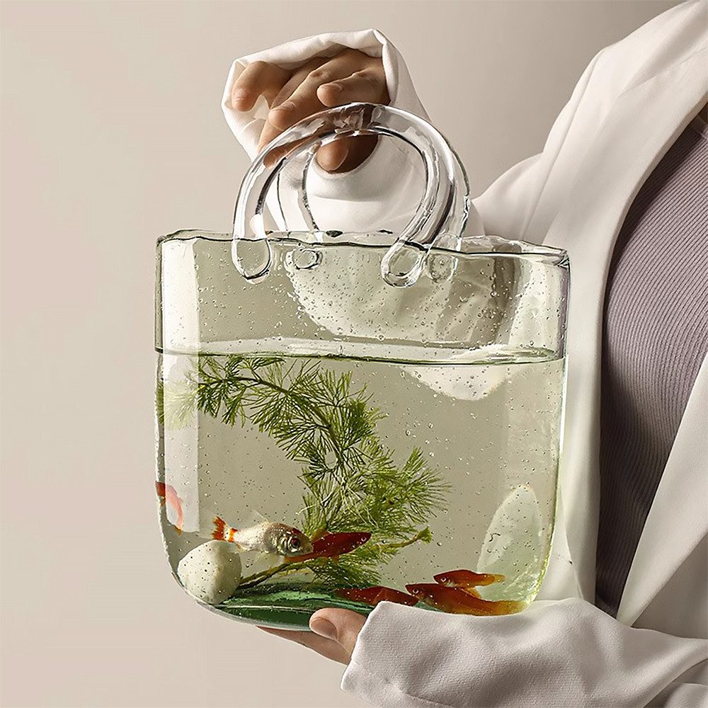 Muxing Dekovase Glasvase Handtasche Blumen Vase Mini Aquarium klar (1 St) – Bild 5 von 5