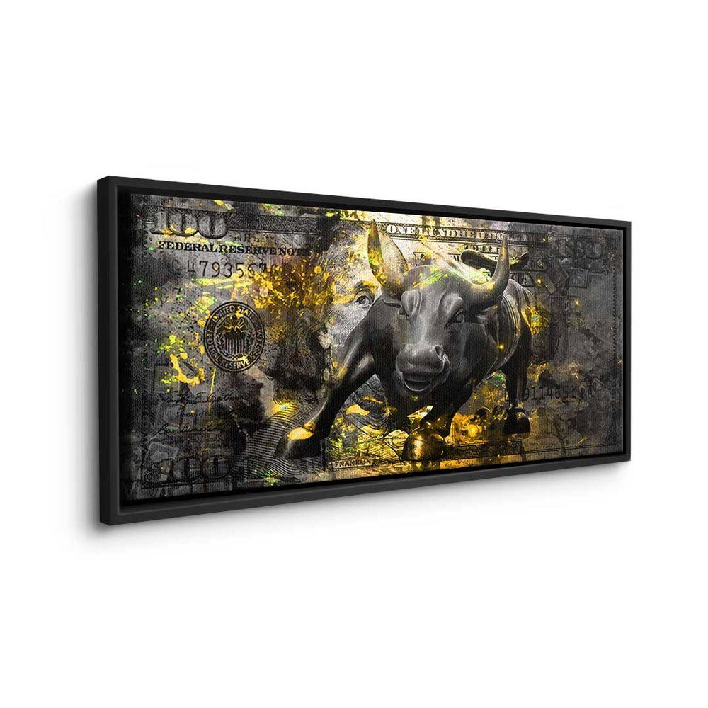 Premium - Motivation - Leinwandbild schwarzer Rahmen Black Leinwandbild, - DOTCOMCANVAS® Trading Bull