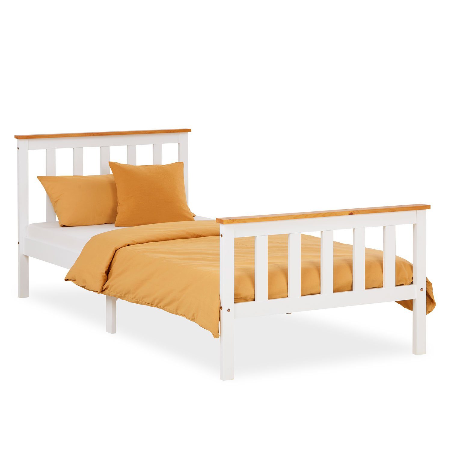 Homestyle4u Holzbett Doppelbett Jugendbett Juniorbett weiß Natur 140x200 90x200 70x140 Bett