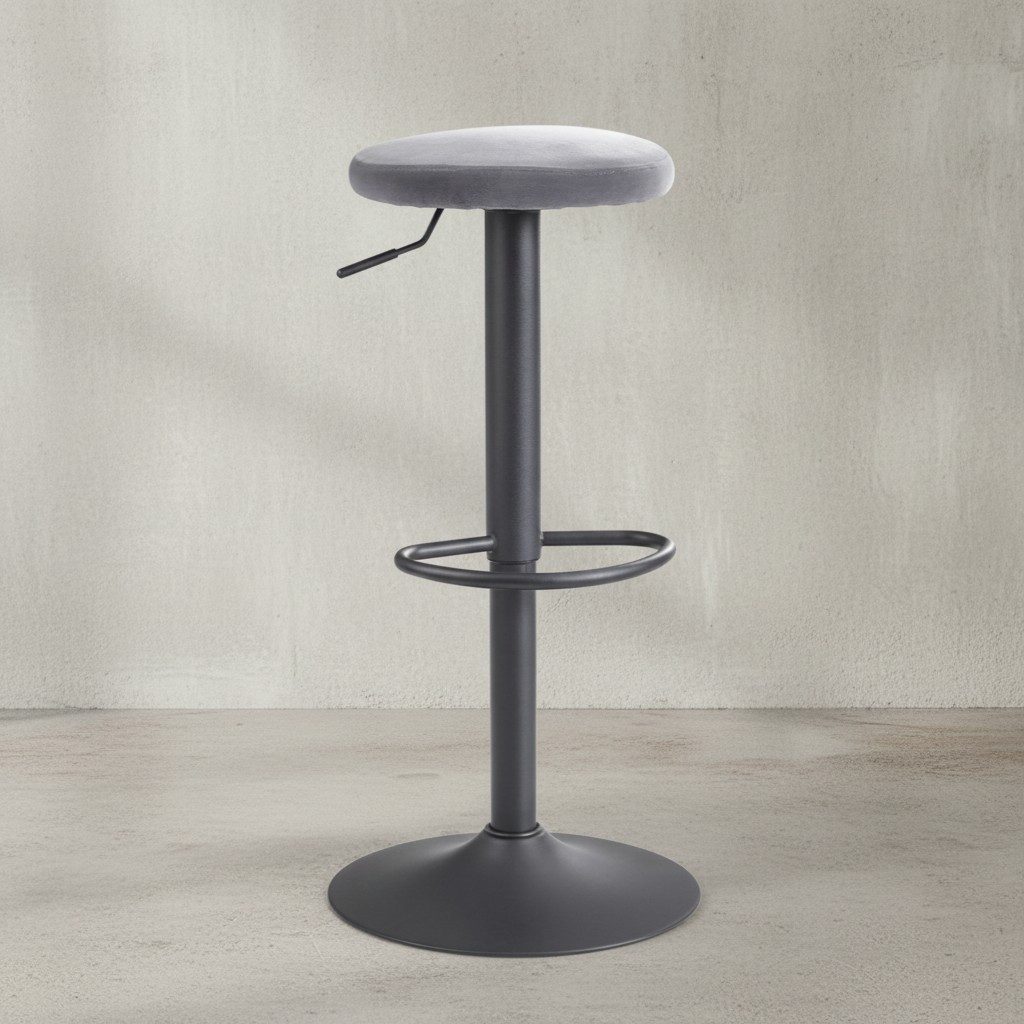 KADIMA DESIGN Barhocker Barhocker Samt Dunkelgrau günstig online kaufen