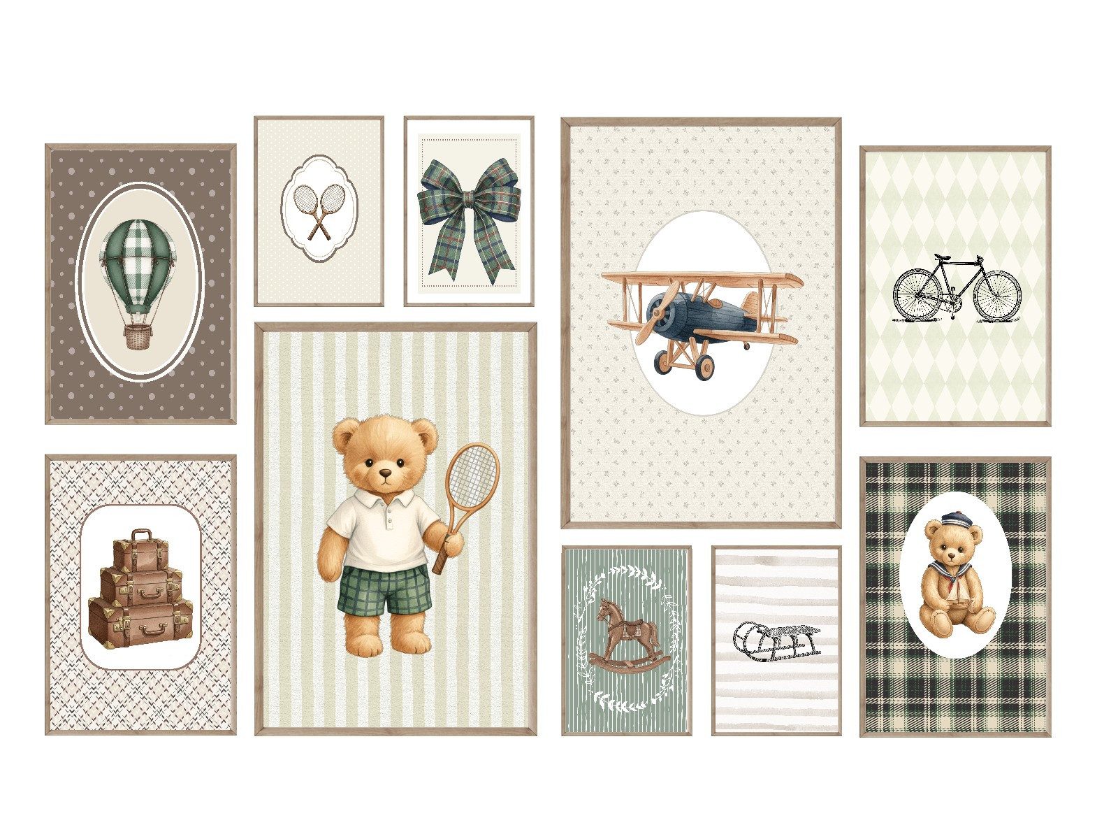homestyle-accessoires Poster Kinderzimmer Bilderwand 10erSet Bilderset Babyzimmer, (10 St), - Ohne Bilderrahmen - Sorgfältige & sichere Verpackung