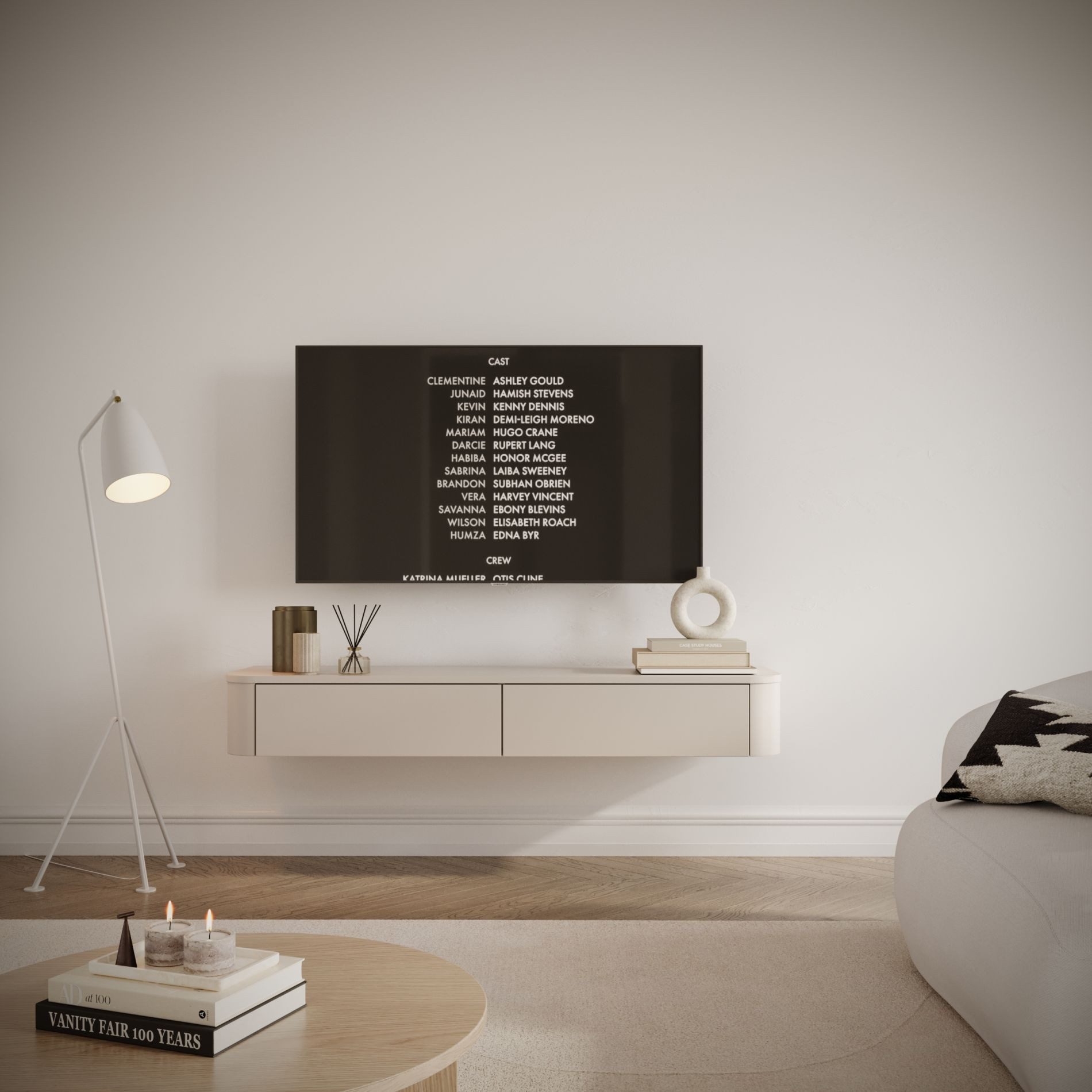 Selsey TV-Schrank LUVIO SLIM TV-Hängeboard 175/140 cm – Kaschmirgrau, 20 cm hoch, matt, grifflos