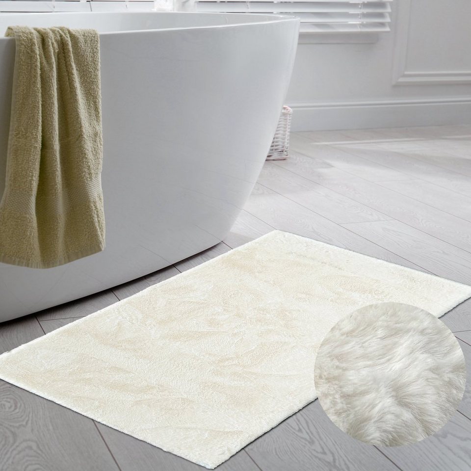 Teppich Teppich für Badezimmer, rutschfest, in creme, Carpetia, rechteckig,  Höhe: 11 mm