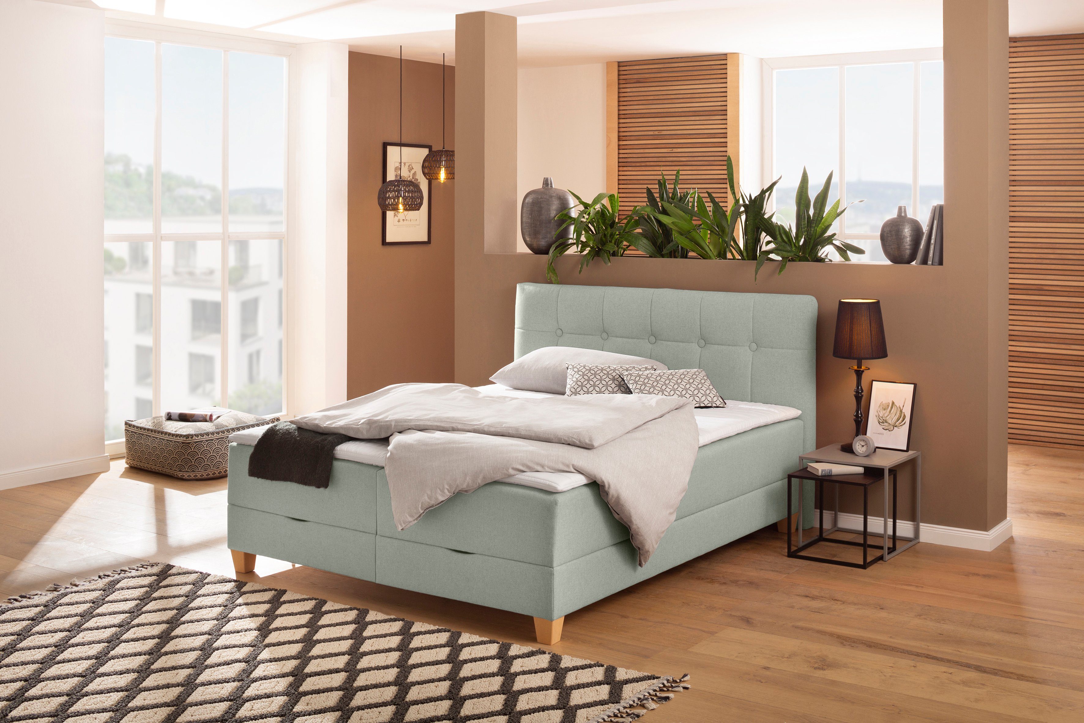Home affaire Boxbett Lonrai, in H2,H3 & H4 und XXL - Überlänge 220cm wählbar, inkl. Topper