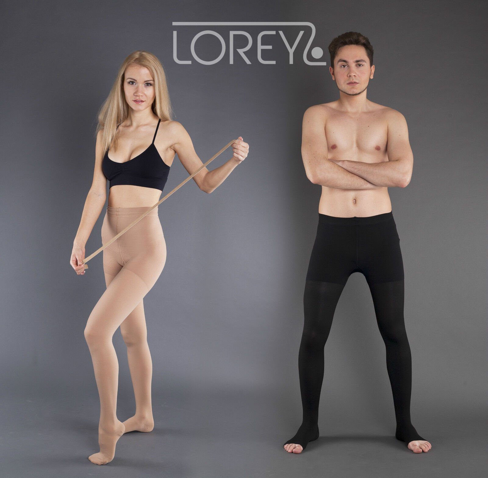 Lorey Medtec Stützstrumpfhose Kompressionsstrumpfhose AT, Klasse 2, geschlossene Spitze, IG normal Beige