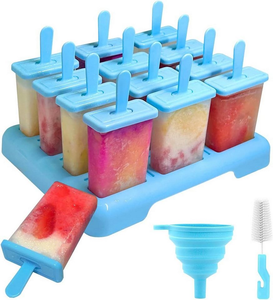 FELIXLEO Eisform 12er Eisformen Wiederverwendbar Eis am Stiel Formen mit Bürste, (2-tlg)