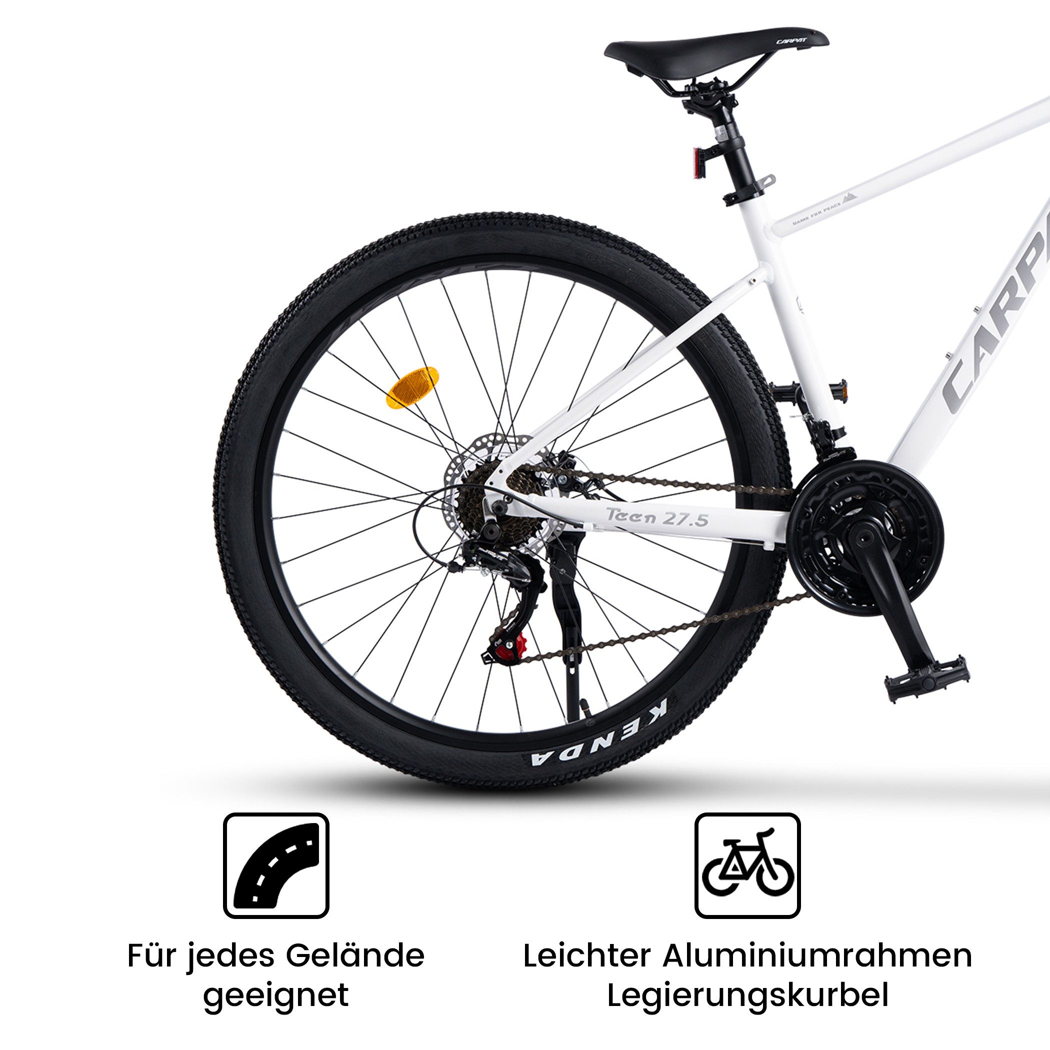 CARPAT SPORT Mountainbike 24 26 27.5 Zoll Fahrrad für Herren Damen, Mädchen und Jungen, 21 Gang Shimano Tourney Schaltwerk, Kettenschaltung, Aluminium Rahmen, Jugendfahrrad MTB Hardtail Fahrrad