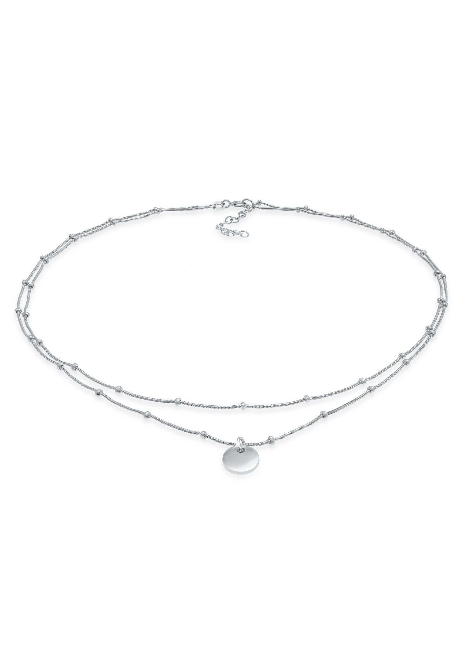 925 Silber Plättchen Choker Kugelkette Elli Layer Collier