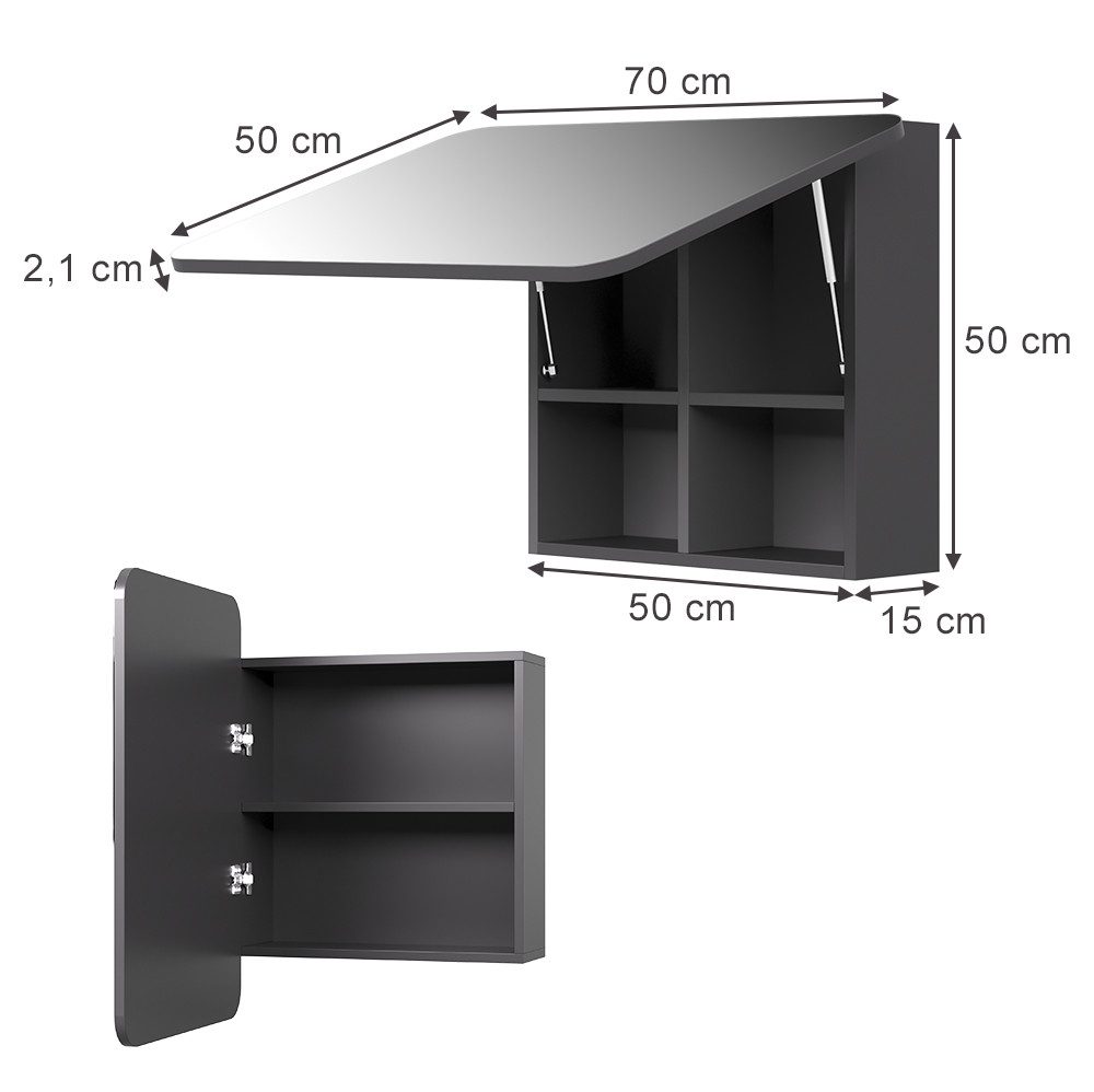 Vicco Badezimmerspiegelschrank Zino, Anthrazit, 70 x günstig online kaufen