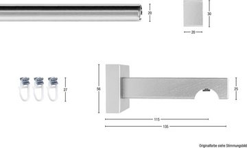 Gardinenschiene Cubus, Quad Innenlauf, GARESA, 1-läufig, Wunschmaßlänge, mit Bohren, verschraubt, Innenlauf-Vorhanggarnitur, verlängerbar, Holz-Aluminium