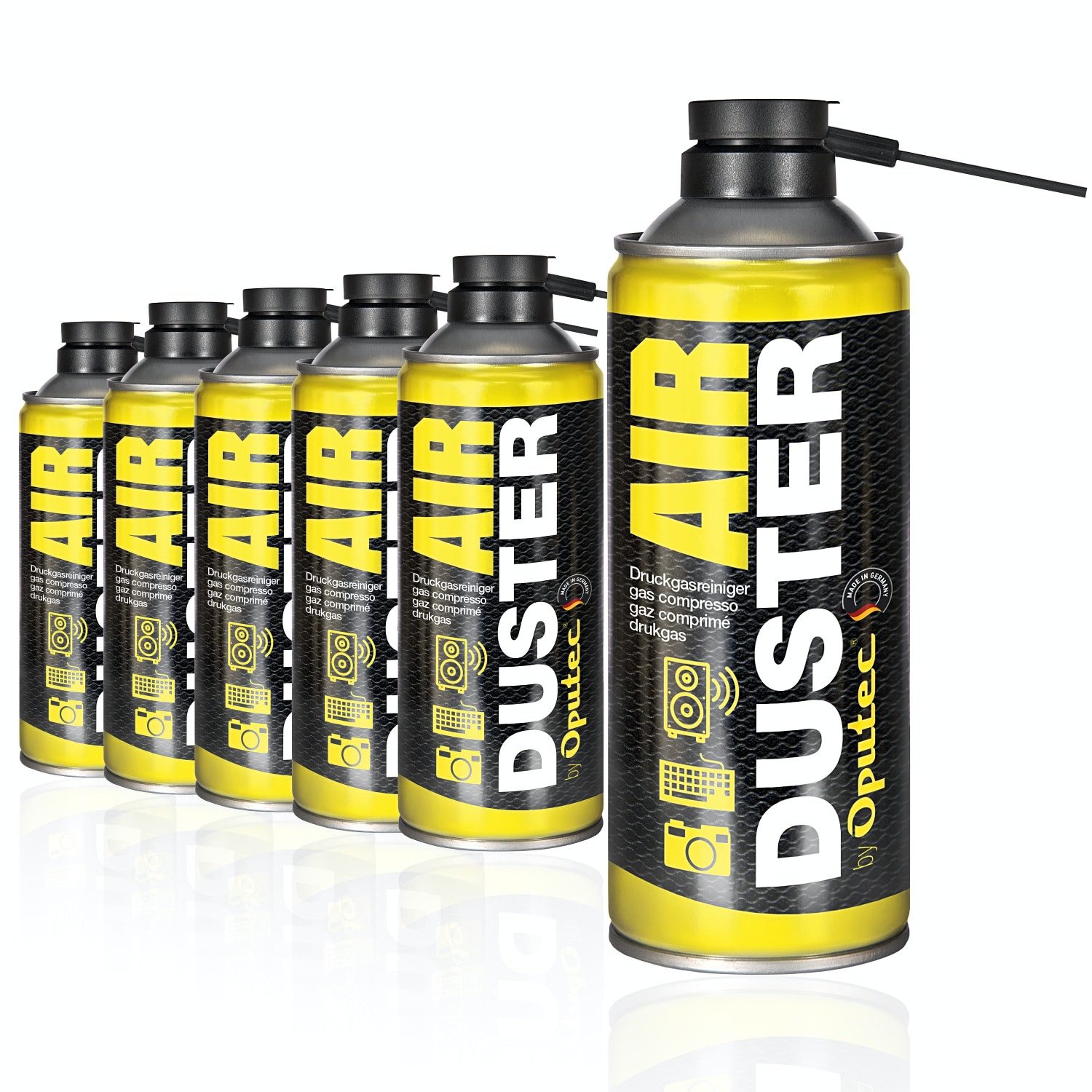 Oputec 6 x 400ml Druckluftspray Air Duster Druckgasreiniger Tastatur Reiniger Druckluftreiniger (Spar-Set)