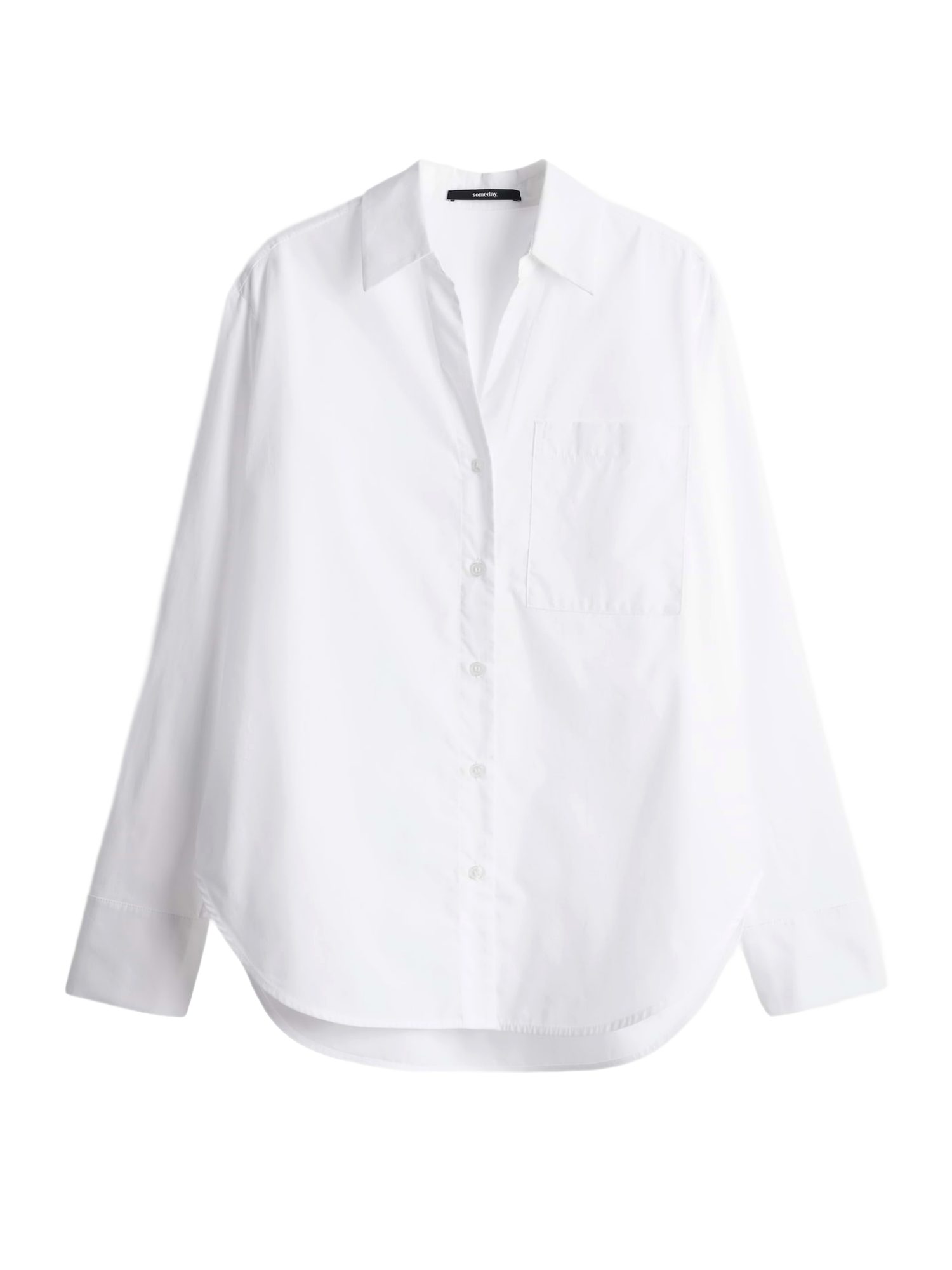someday Blusenshirt weiß,Elegant,Baumwolle,Unifarben,Hemdblusenkragen,Lang,Gerade