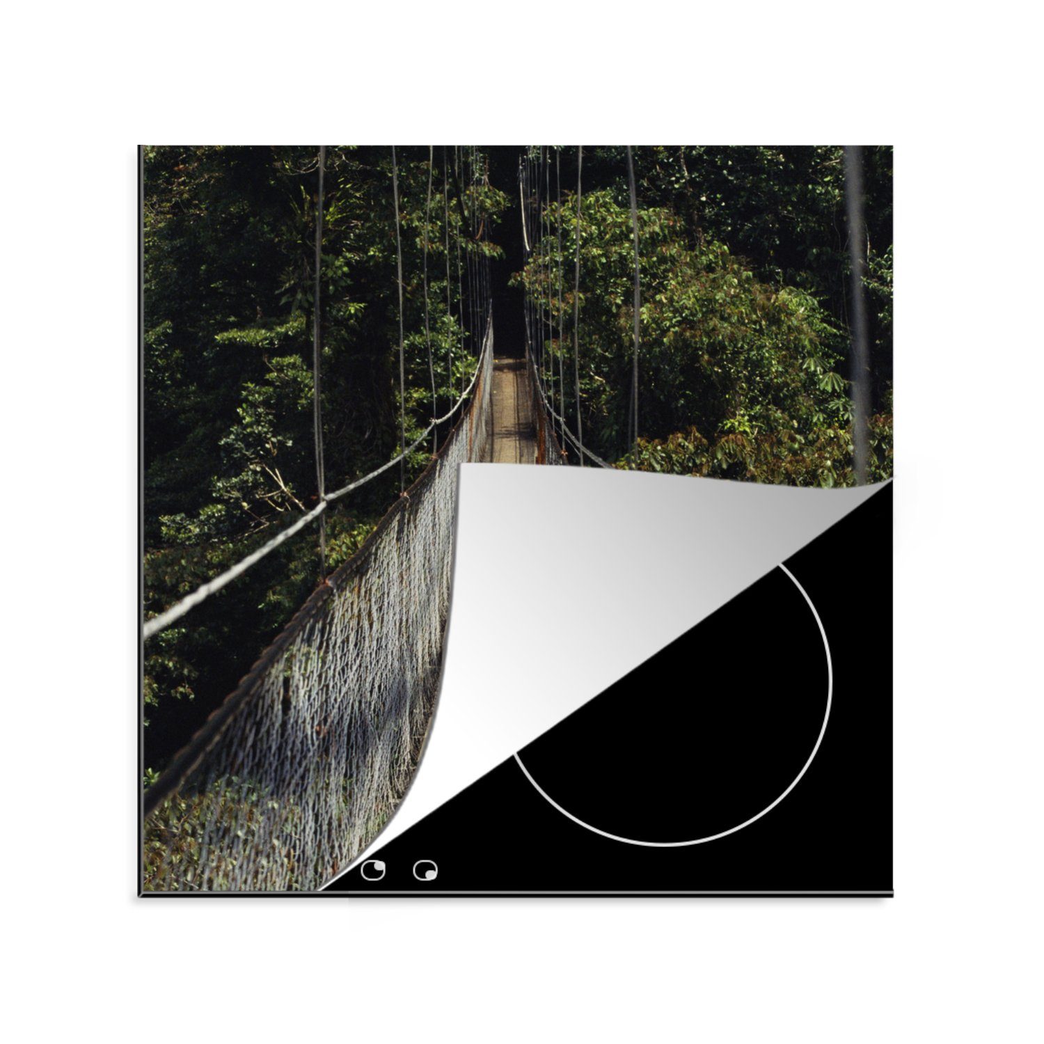 MuchoWow Herdblende-/Abdeckplatte Brücke - Natur - Korsika, Vinyl, (1 tlg), 78x78 cm, Ceranfeldabdeckung, Arbeitsplatte für küche