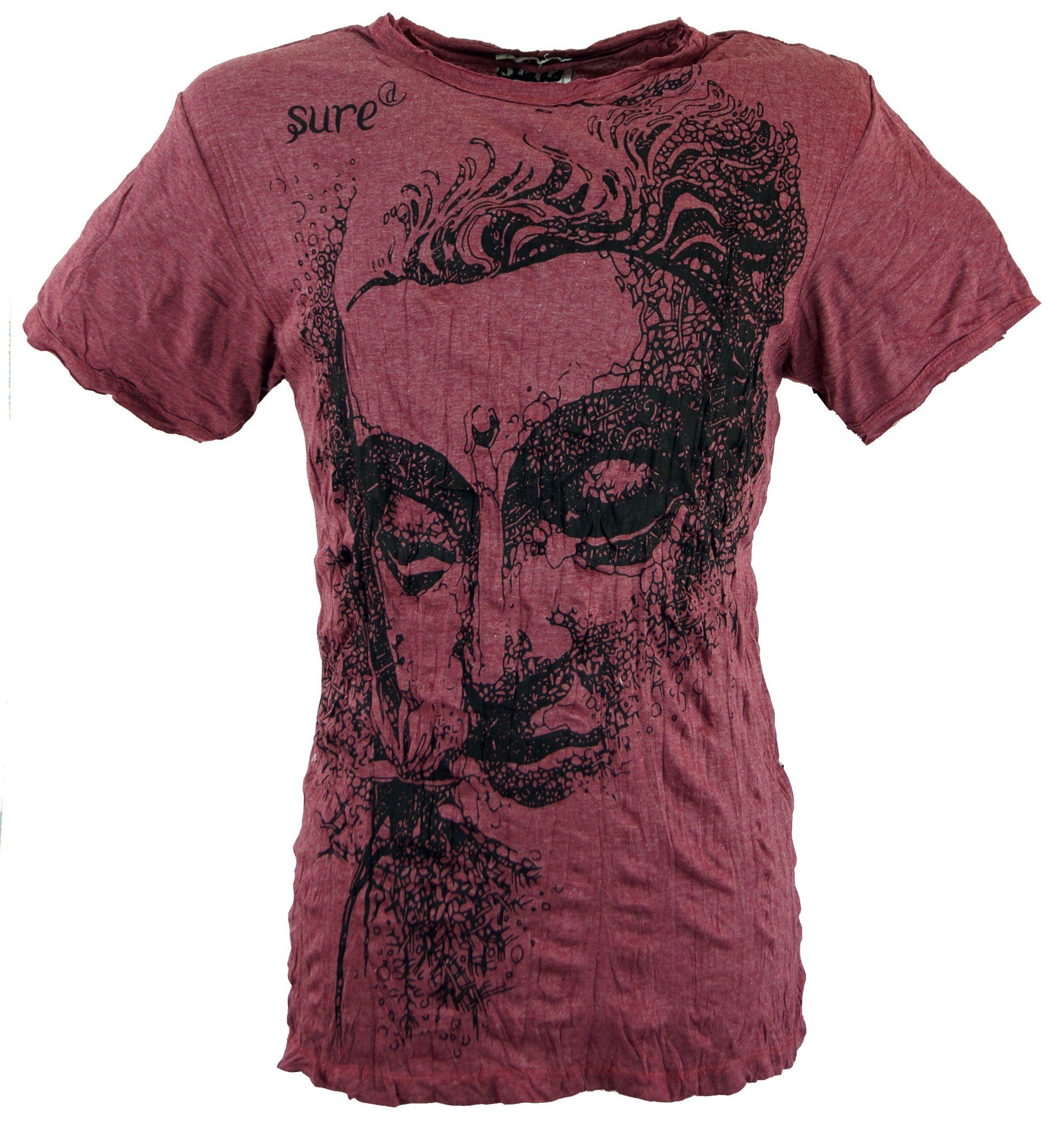 Style, T-Shirt Goa T-Shirt - Festival, Buddha Bekleidung bordeaux alternative Sure Guru-Shop