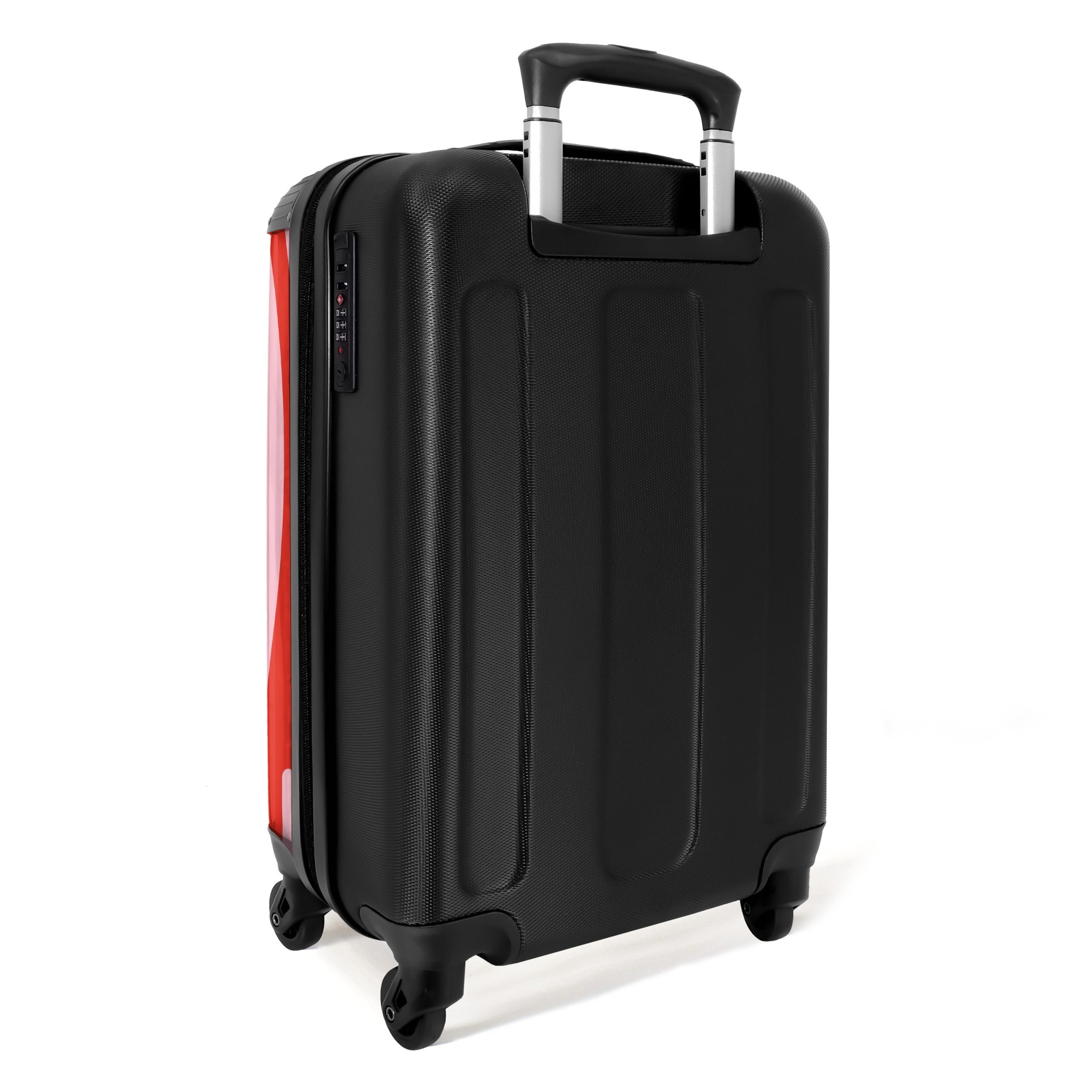 NoBoringSuitcases.com© Hartschalen-Trolley Rot mit rosa Zebramuster 55x35x20cm, 4 Rollen, Handgepäck Koffer & Trolleys, Luggage, Reisekoffer Frauen