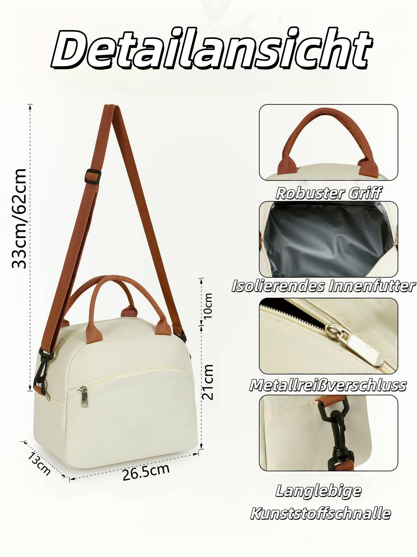 Diwzbyn Lunchbox Kühltasche Frauen Männer, 9.5L Lunchtasche mit Gurt, Ideal für Arbeit, Schule und Picknick.