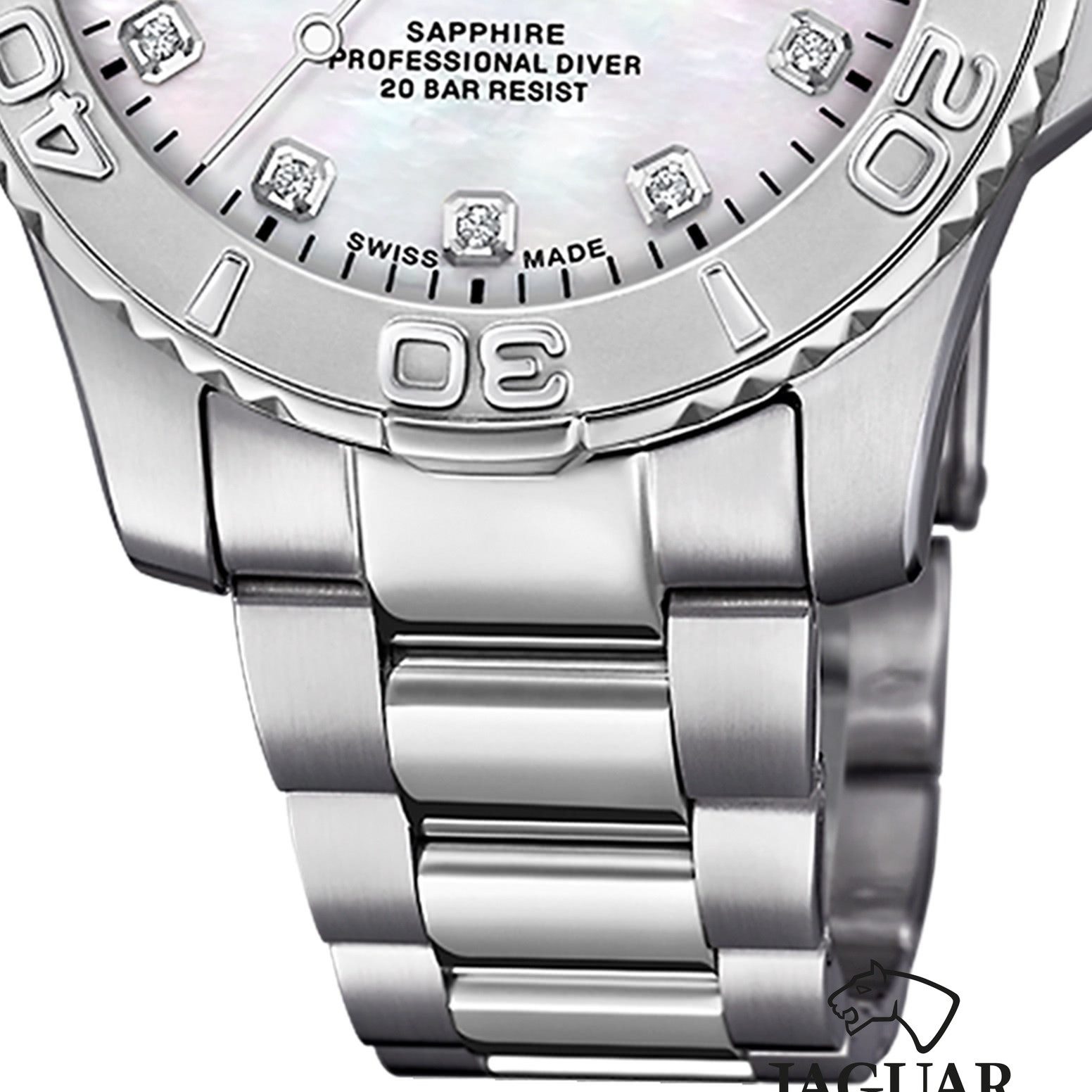 JAGUAR Quarzuhr Jaguar Herrenuhr Edelstahl silber Jaguar, (Analoguhr), Herren Armbanduhr rund, Edelstahlarmband silber