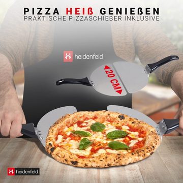 Heidenfeld Pizzaofen mobiler elektrischer Holzofen Napoli 1200 W - bis 400°C, Mini Back Ofen - Pizzamaker - Pizza Ofen - extra großes Sichtfenster