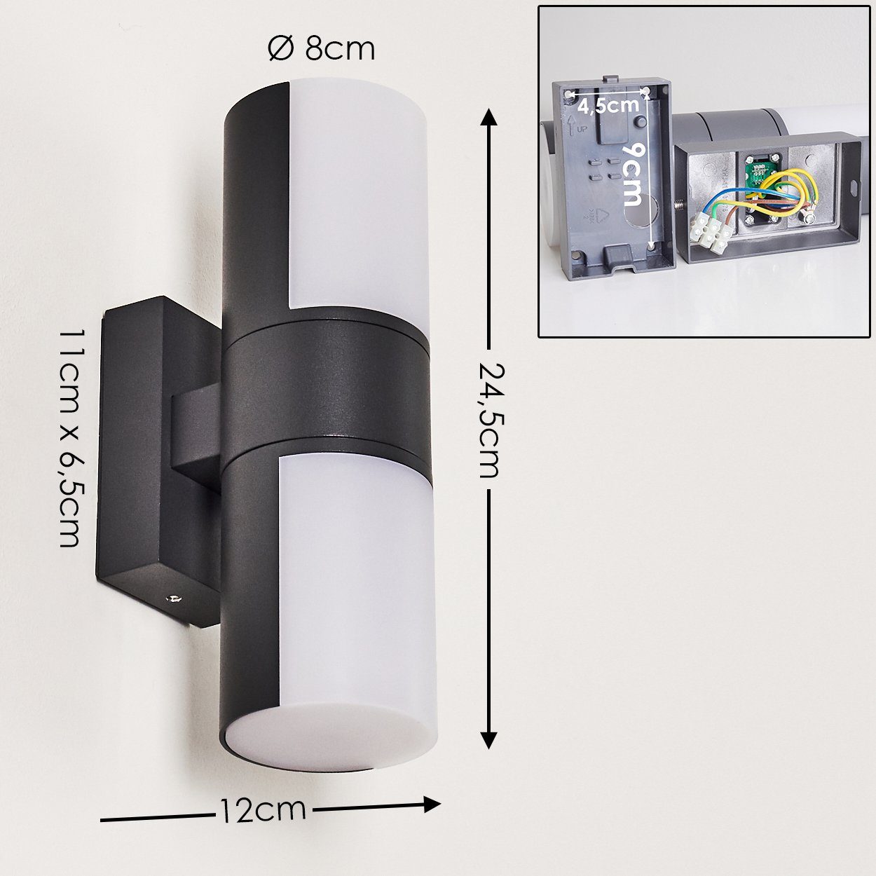 Metall Außen-Wandleuchte Anthrazit, Lumen, 1000 LED hofstein Außenmoderne »Isca« Wandlampe 3000 aus Kelvin, in m., IP54