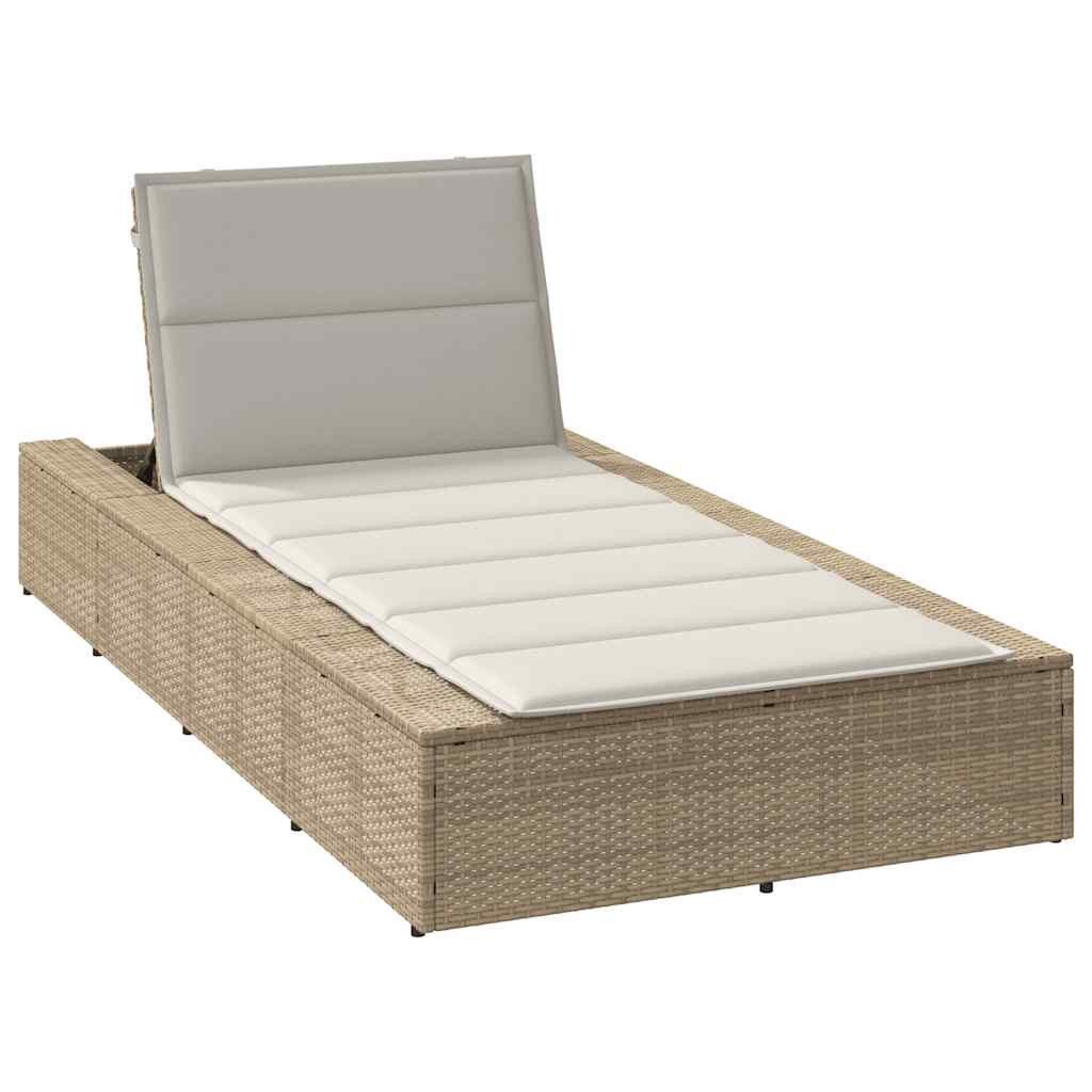 vidaXL Gartenliege Sonnenliege mit schwebender Auflage Beige Poly Rattan, 1 St.