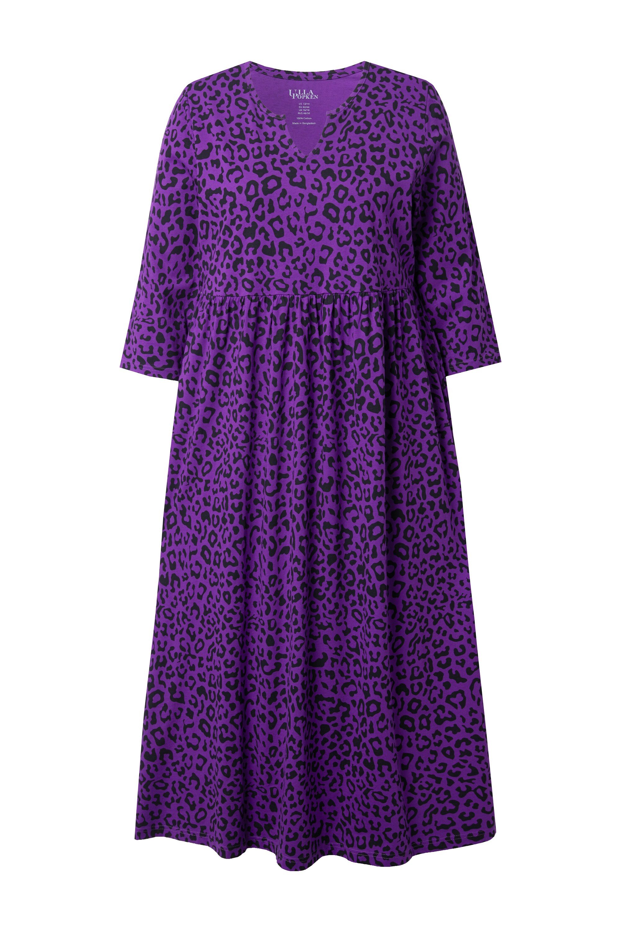 Ulla Popken Maxikleid Jerseykleid A-Linie Tunika-Ausschnitt günstig online kaufen