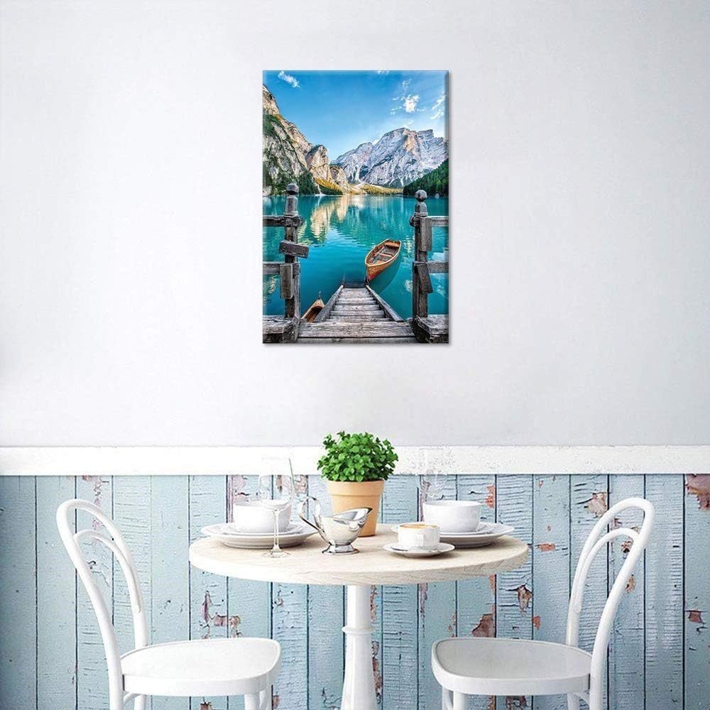 ABEUTY Malen Nach Zahlen 'Seaside Berg Dorf Nachts' – 40x50 Cm, Leinwand, Acrylfarben, Ohne Rahmen
