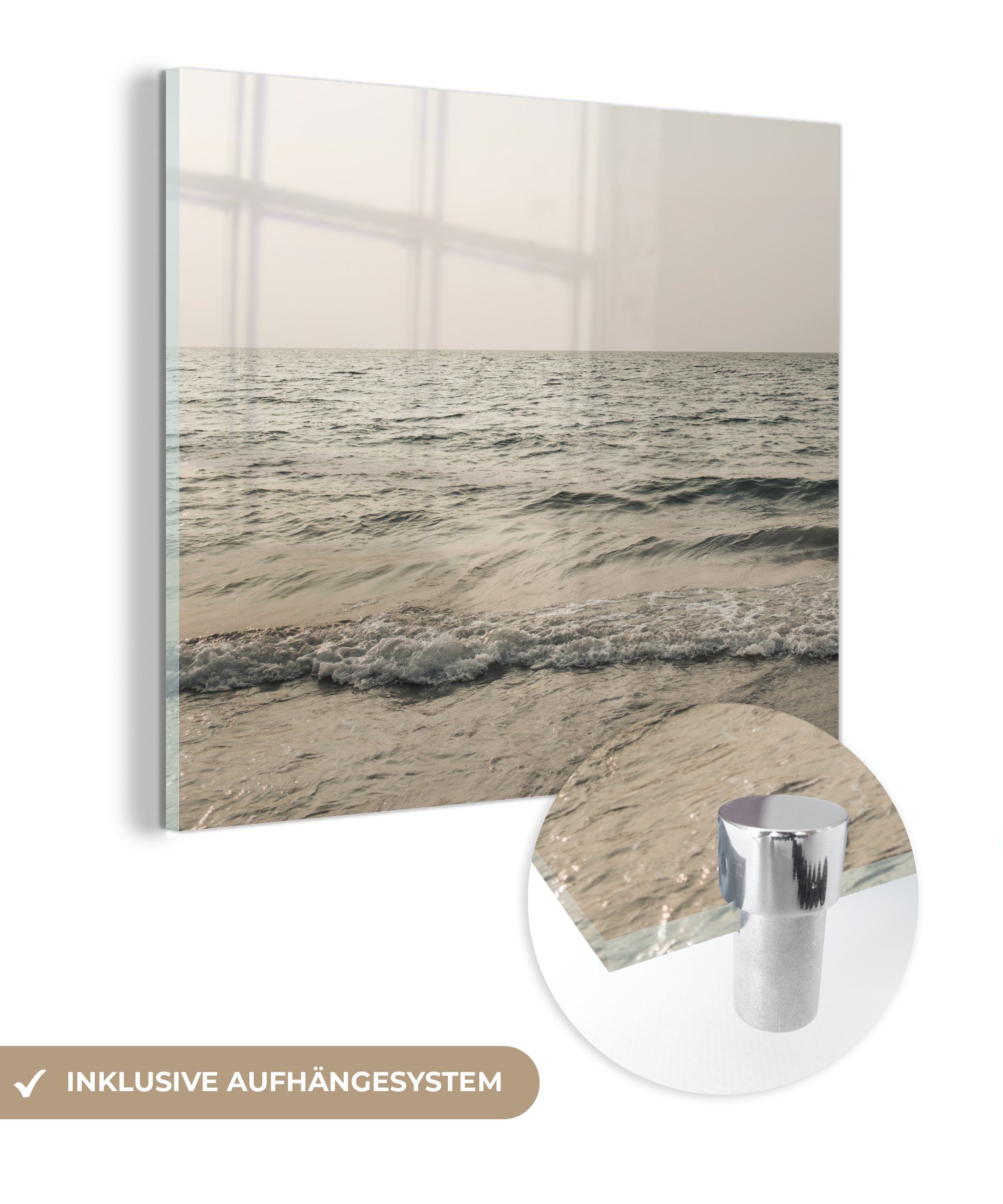 MuchoWow Acrylglasbild Sommer - Meer - Grün, (1 St), Glasbilder - Bilder auf Glas Wandbild - Foto auf Glas - Wanddekoration