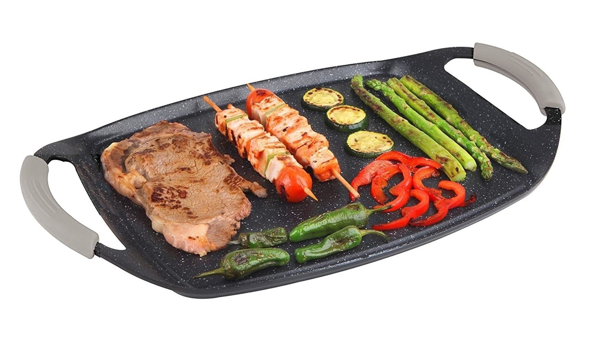 Cheffinger Grillplatte Grillplatte 47cm Aluguss Induktion Bratplatte BBQ Grill braten Plancha aus Aluminium Induktion für alle Kochfelder geeignet